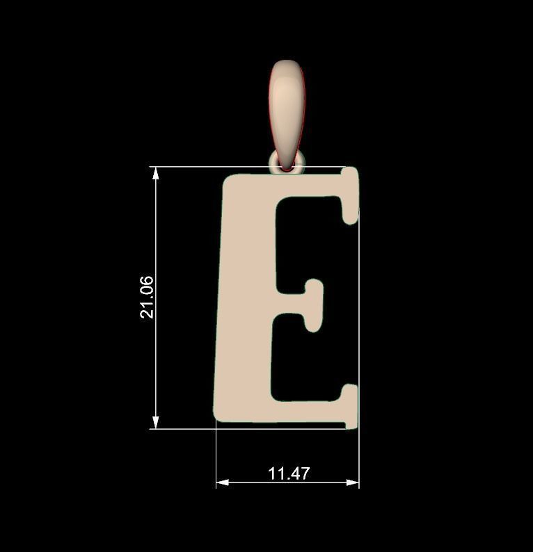Initial Letters Pendant Funny Gang E 3D print model_4