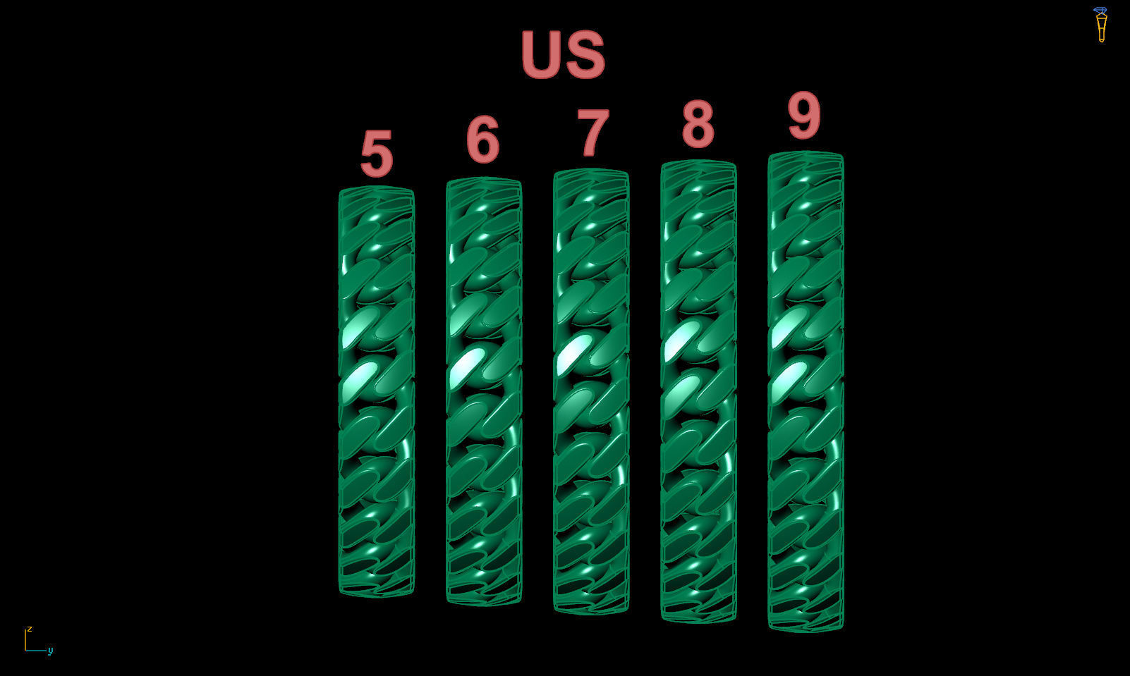 Band chain ring printable 3d model v2 3D print model_13