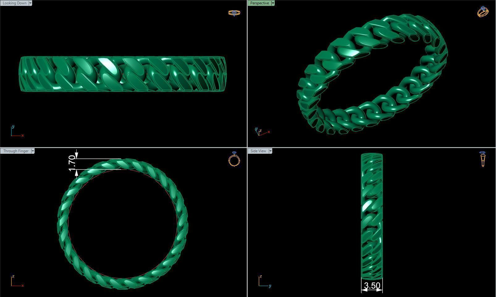 Band chain ring printable 3d model v2 3D print model_1