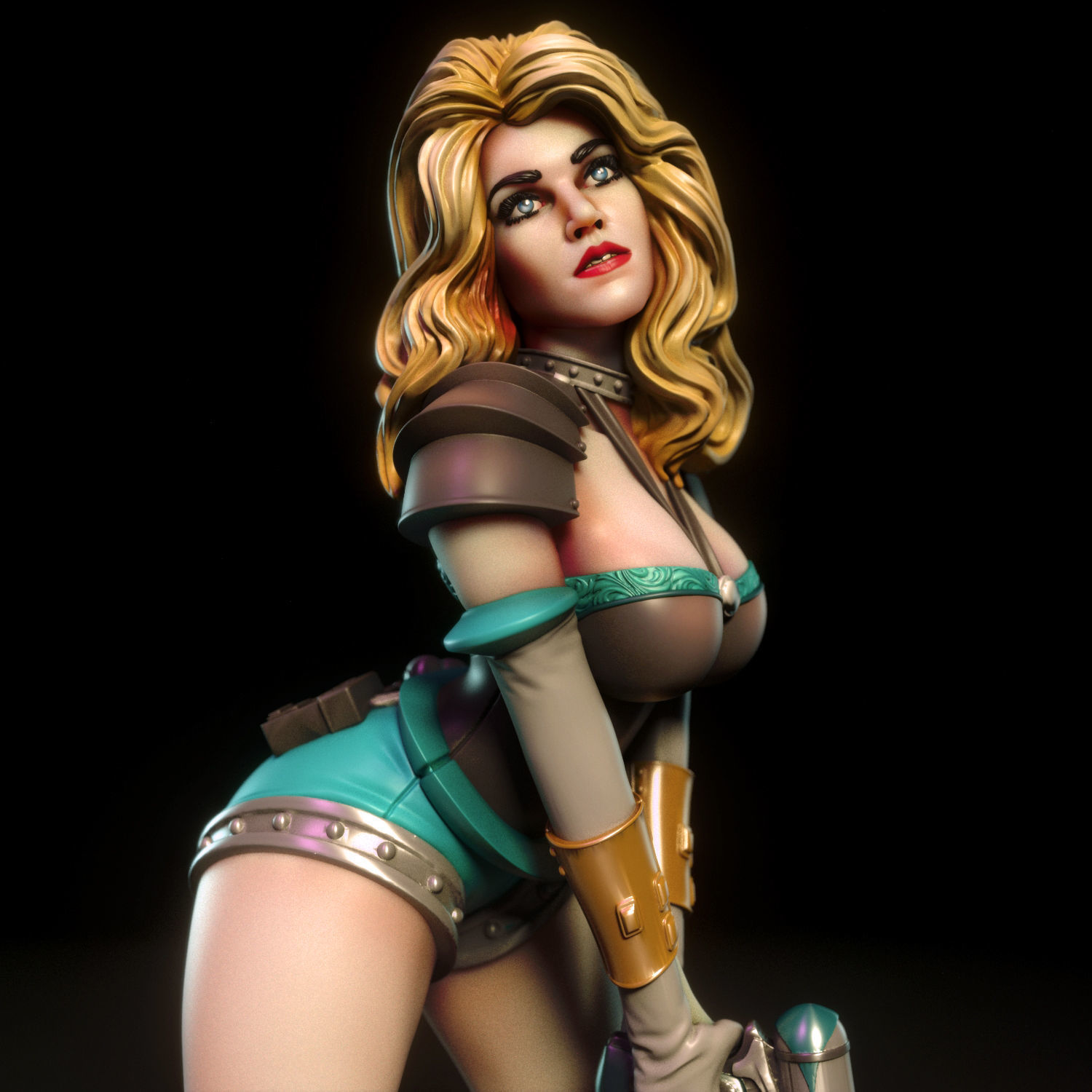 Janet female figurine on rock 3D print model_7