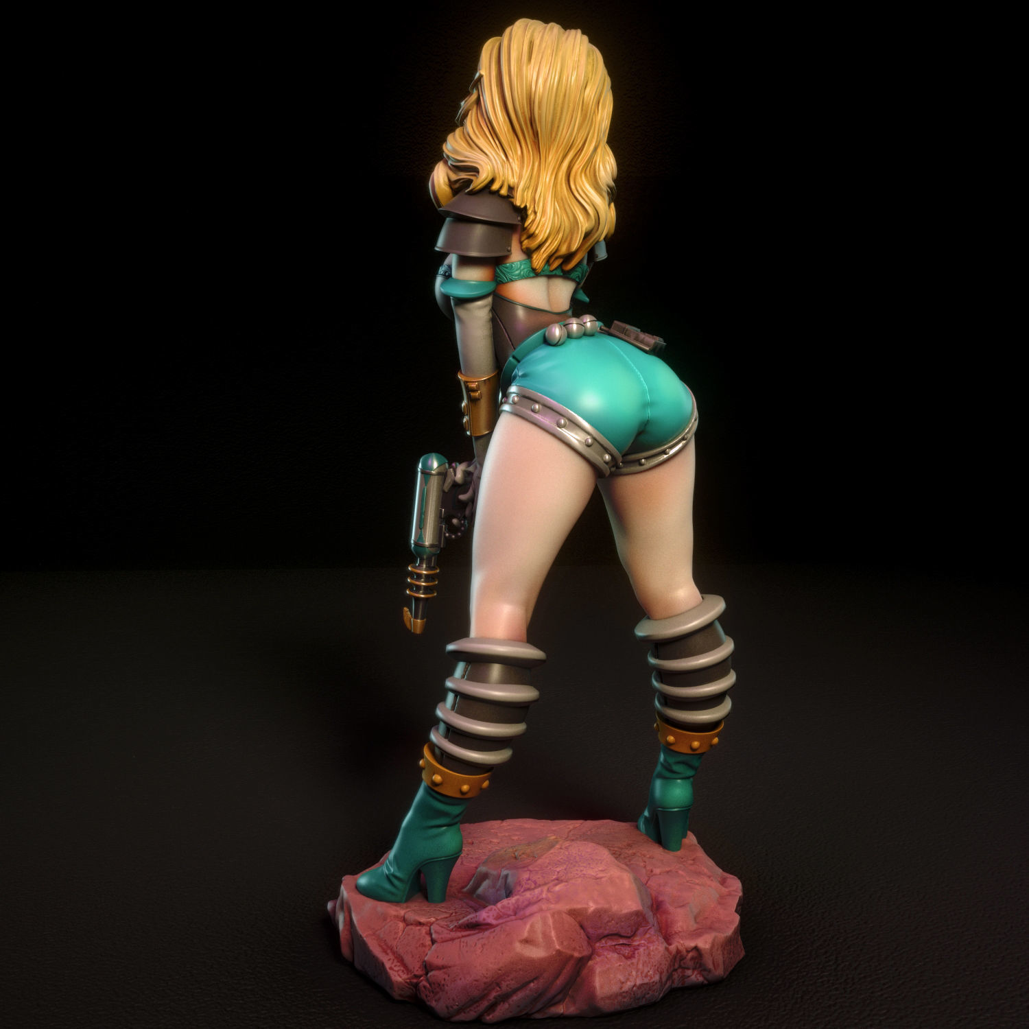 Janet female figurine on rock 3D print model_4