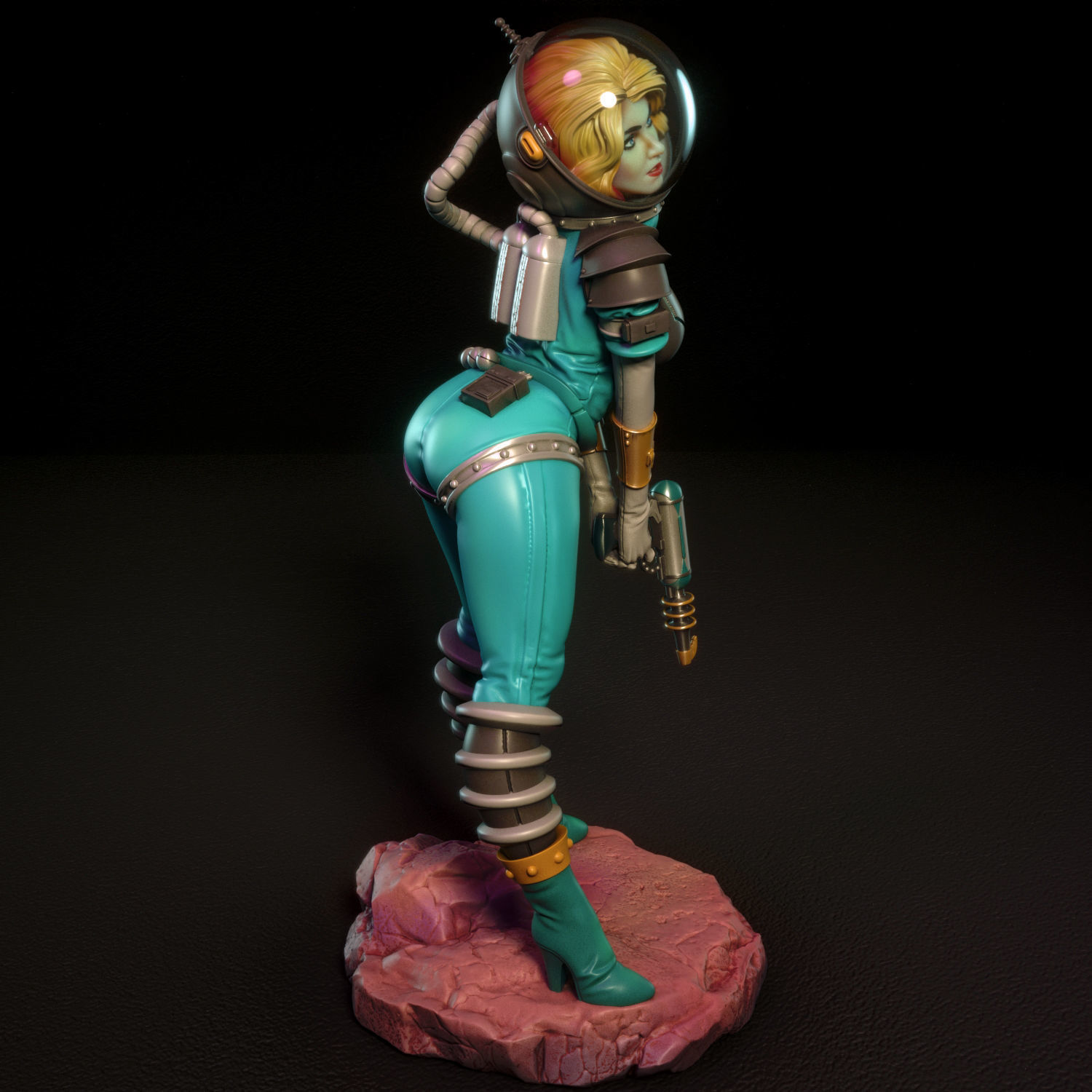 Janet female figurine on rock 3D print model_10
