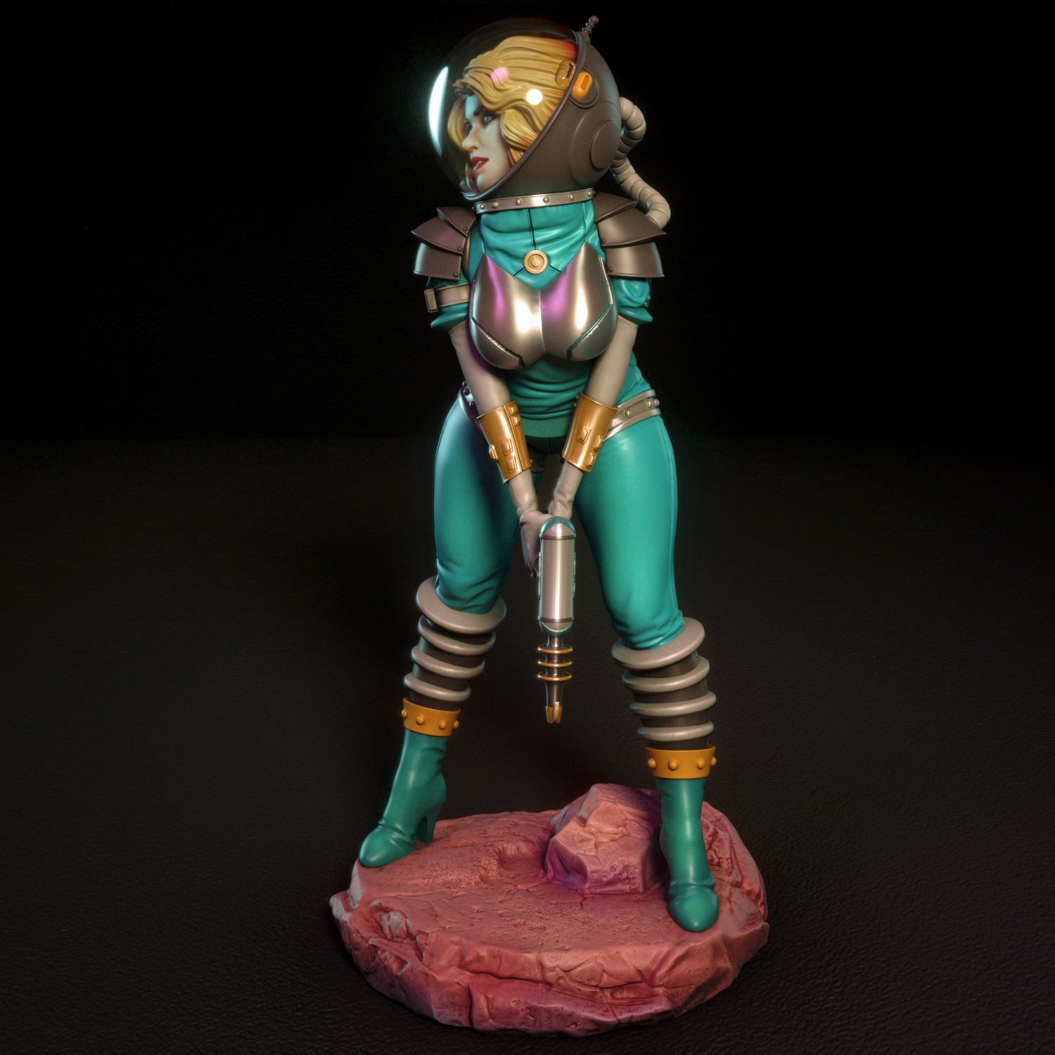 Janet female figurine on rock 3D print model_13
