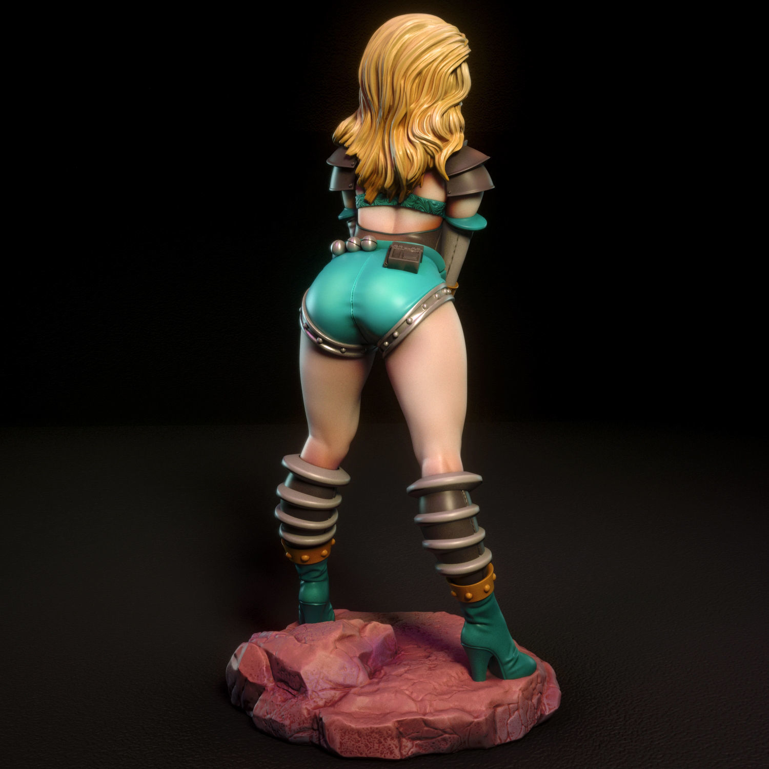 Janet female figurine on rock 3D print model_3