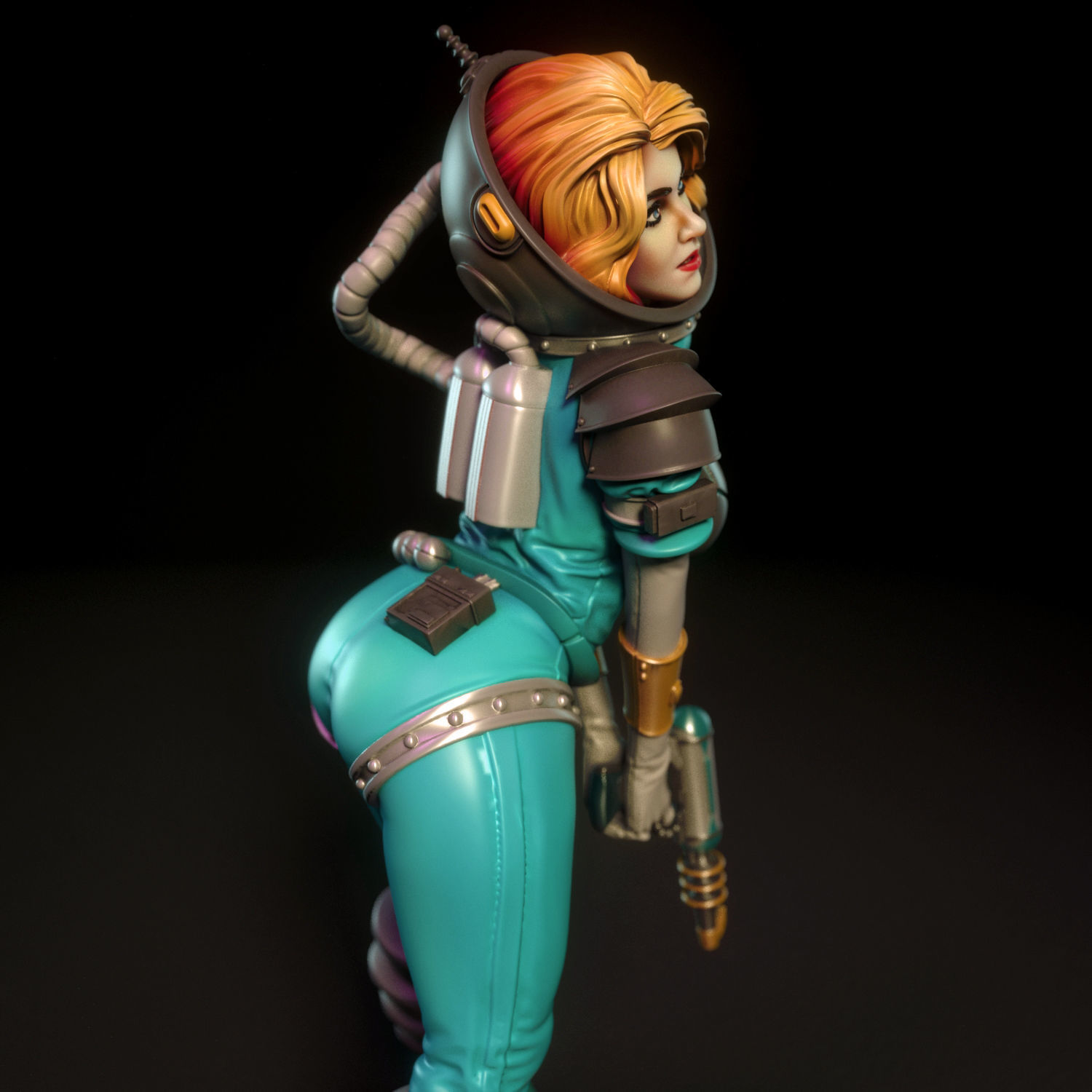 Janet female figurine on rock 3D print model_16