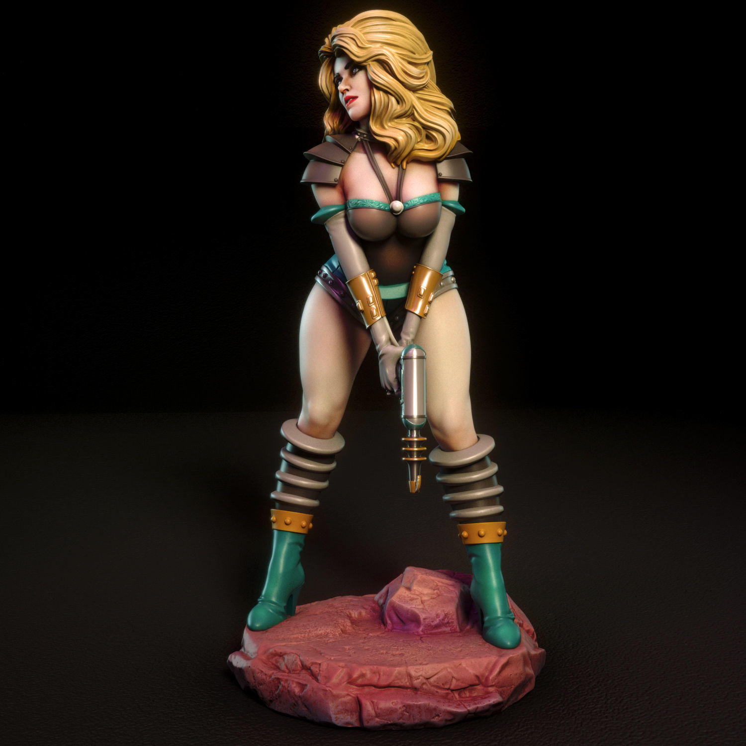 Janet female figurine on rock 3D print model_6
