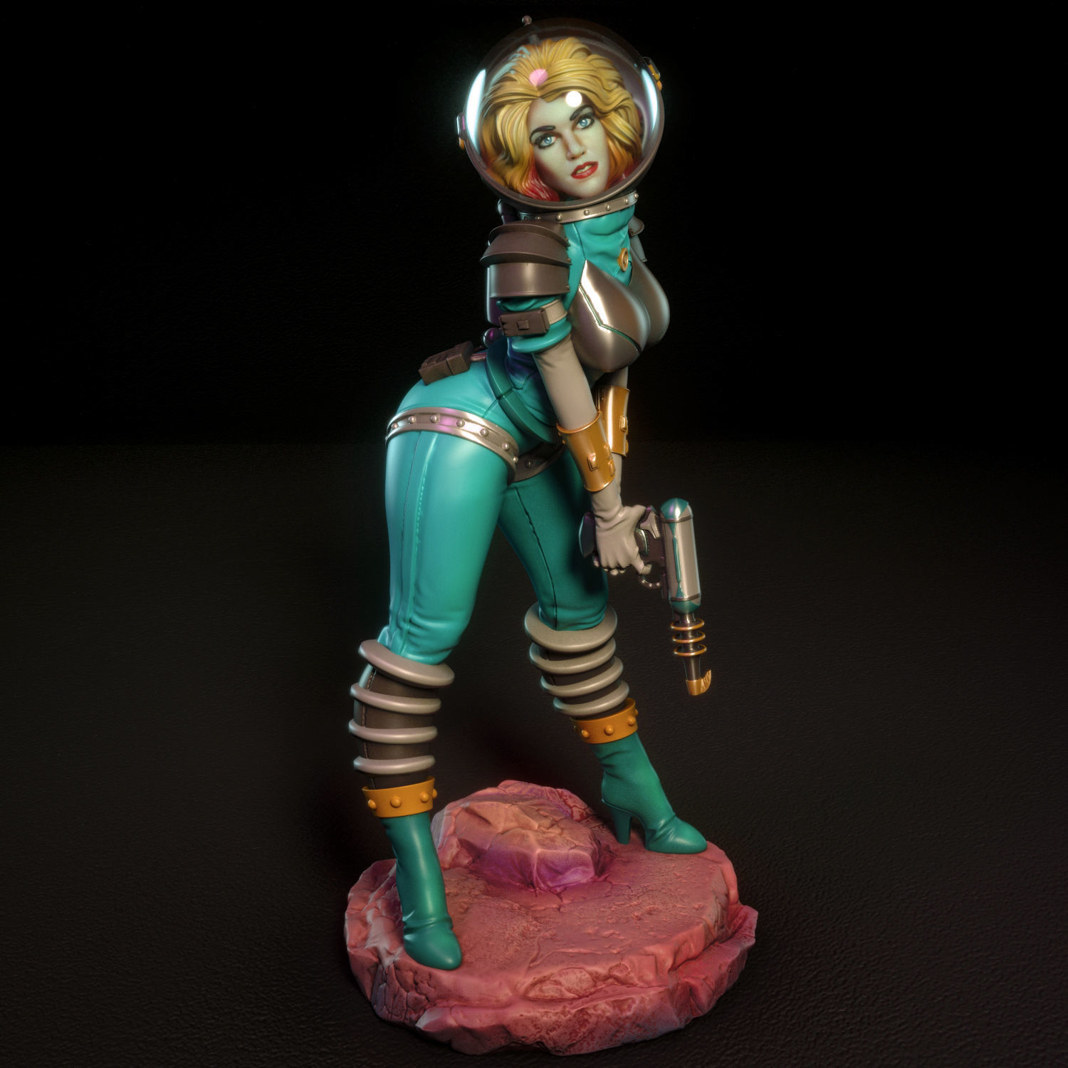 Janet female figurine on rock 3D print model_9