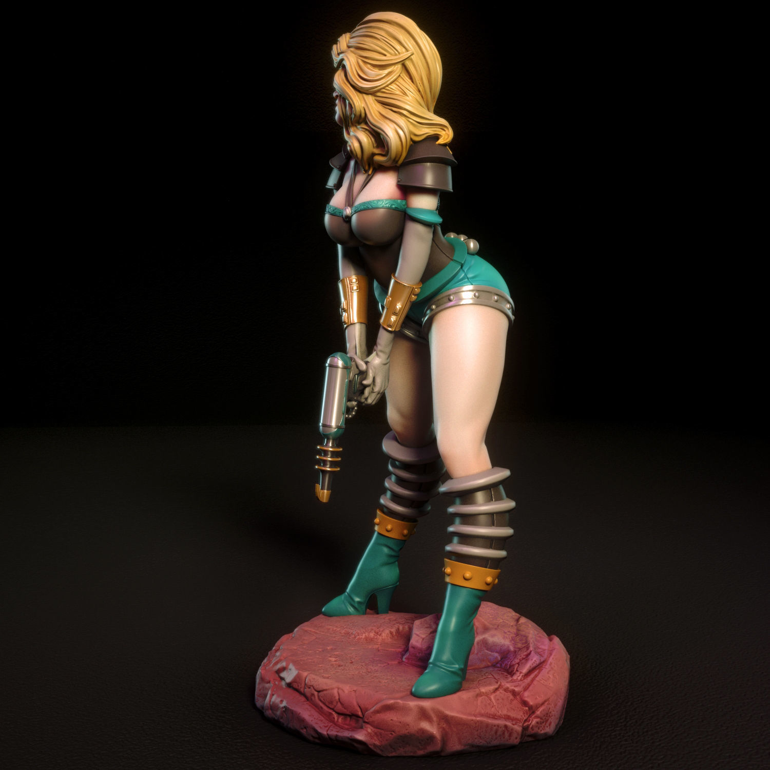 Janet female figurine on rock 3D print model_5
