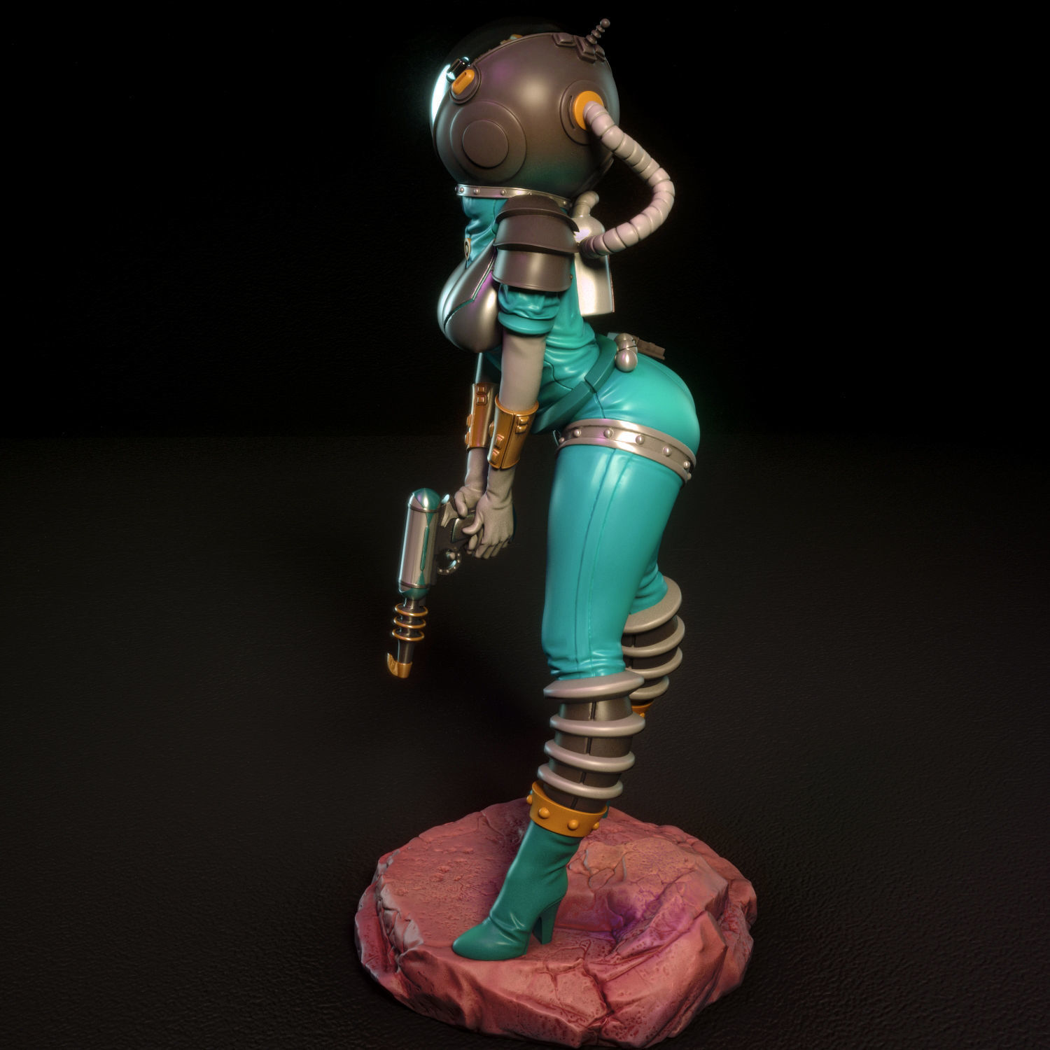 Janet female figurine on rock 3D print model_12