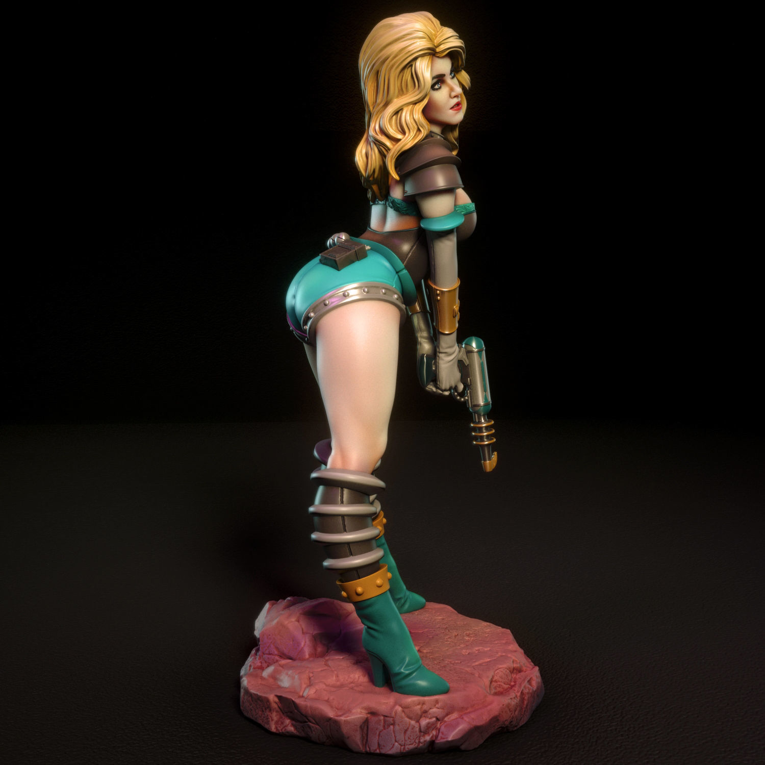 Janet female figurine on rock 3D print model_2
