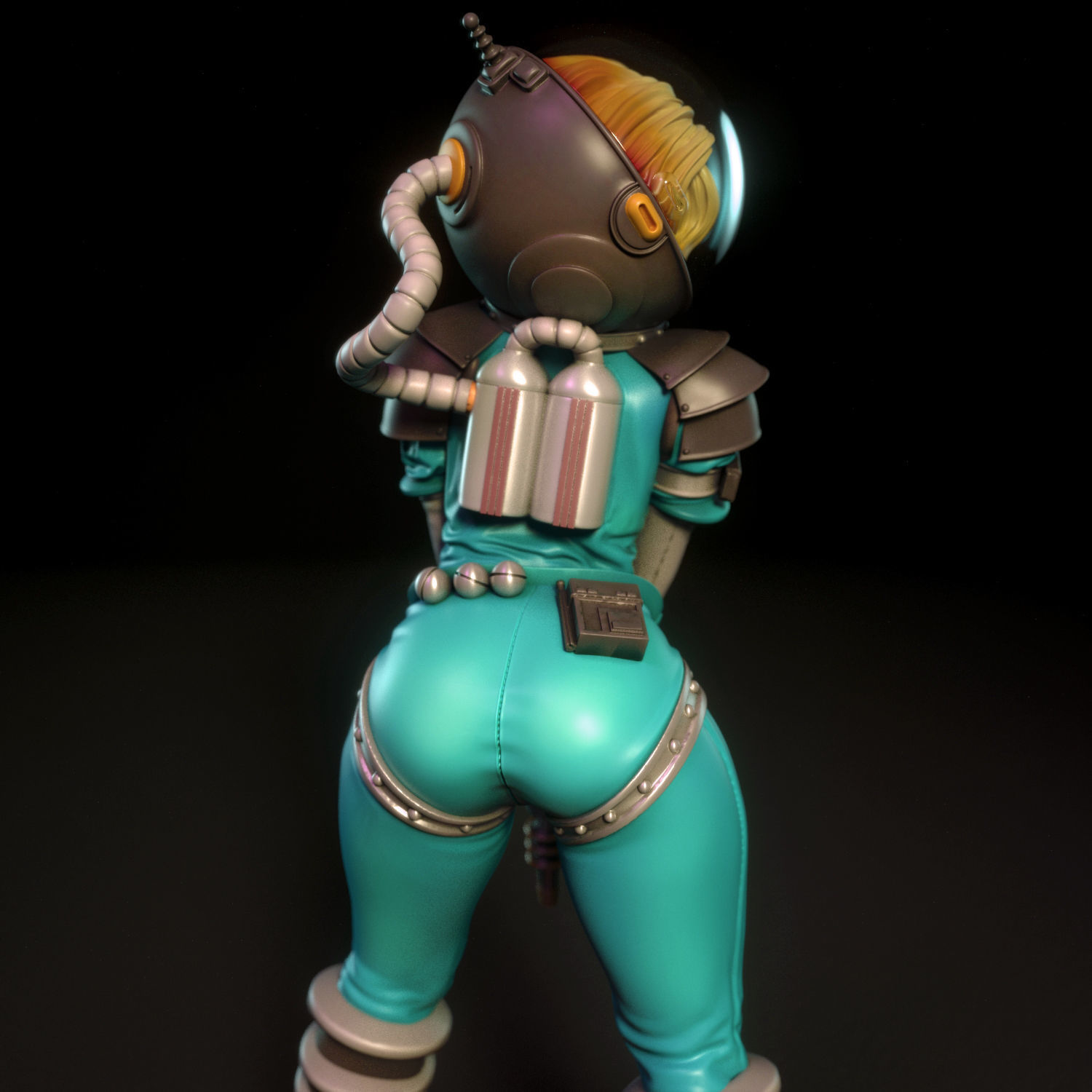 Janet female figurine on rock 3D print model_15