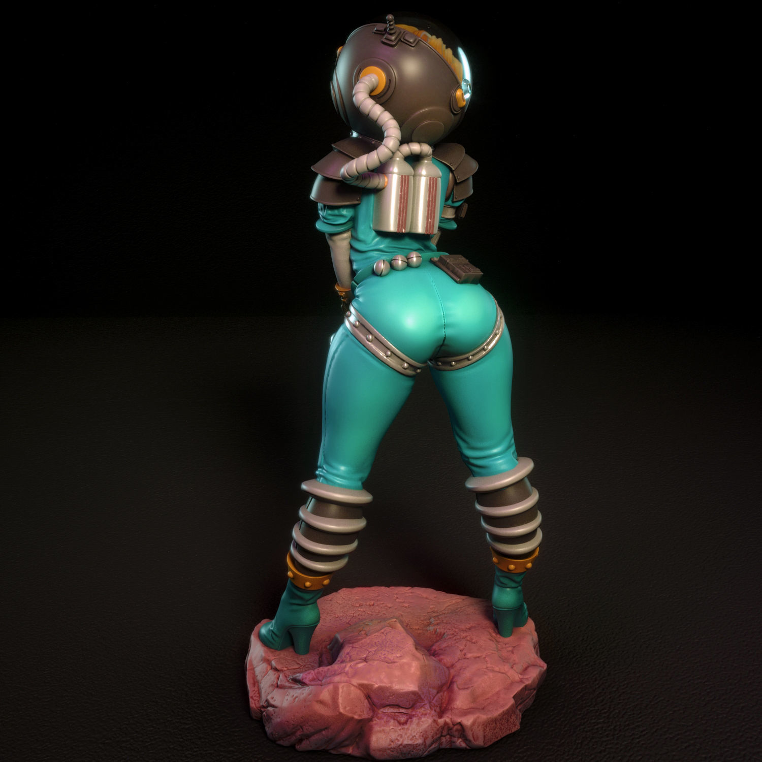 Janet female figurine on rock 3D print model_11