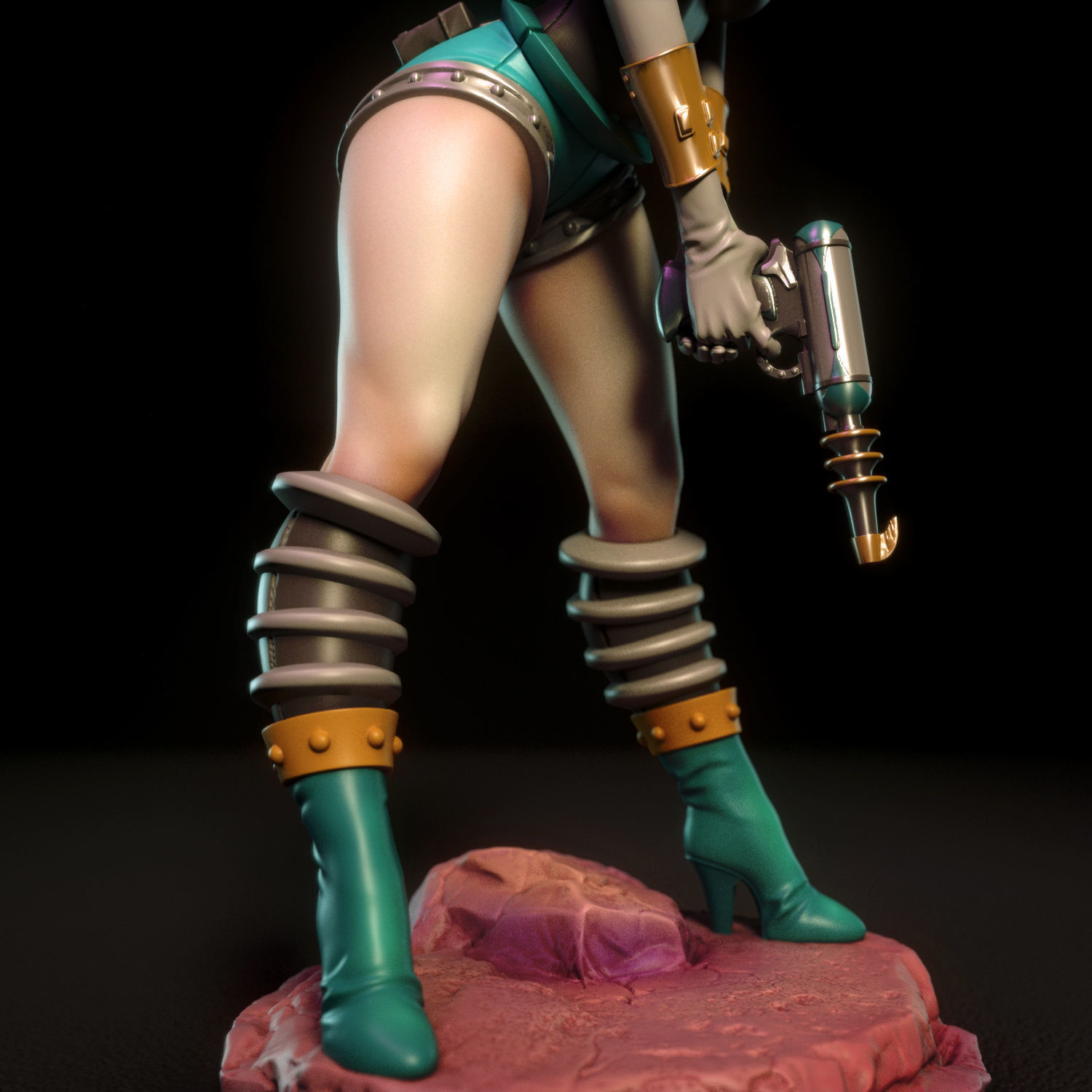 Janet female figurine on rock 3D print model_8