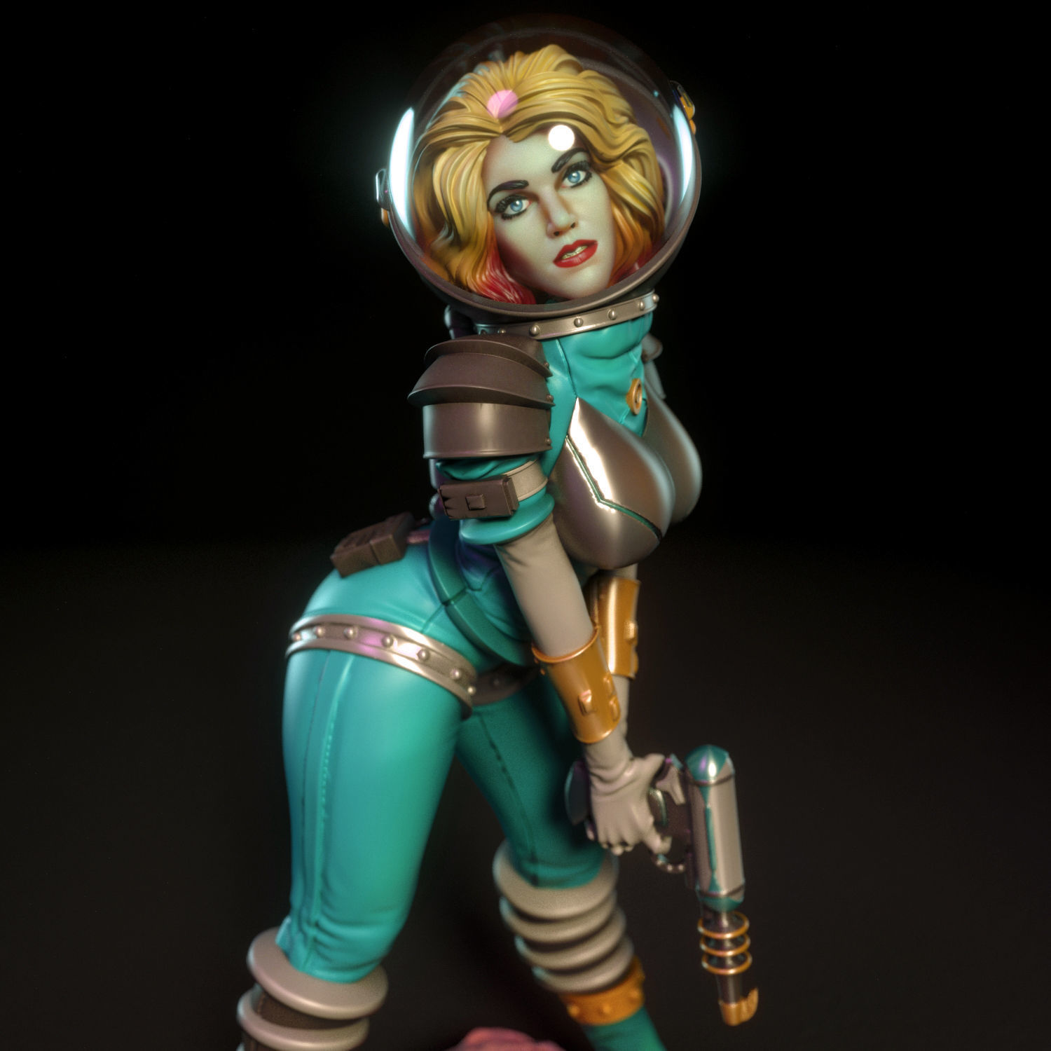 Janet female figurine on rock 3D print model_14