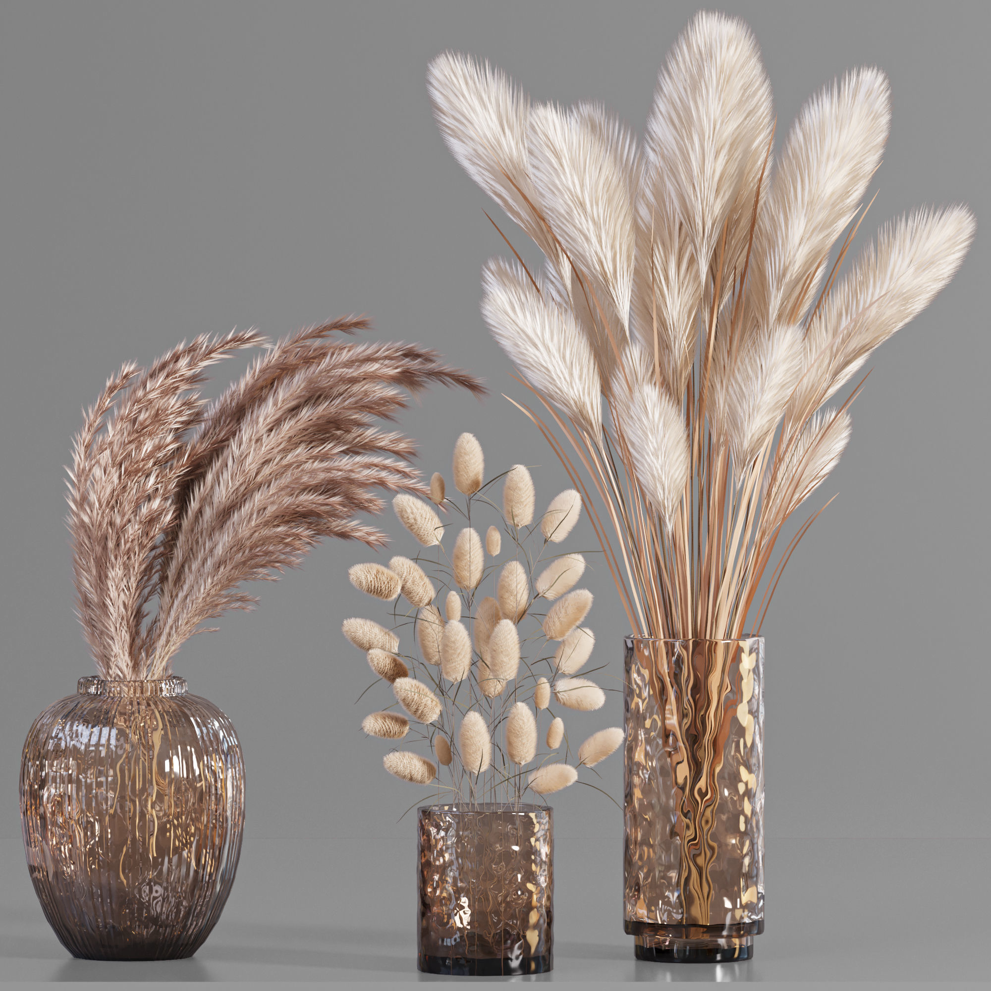 bouquet03-pampass vases with dried grasses 3D model_2