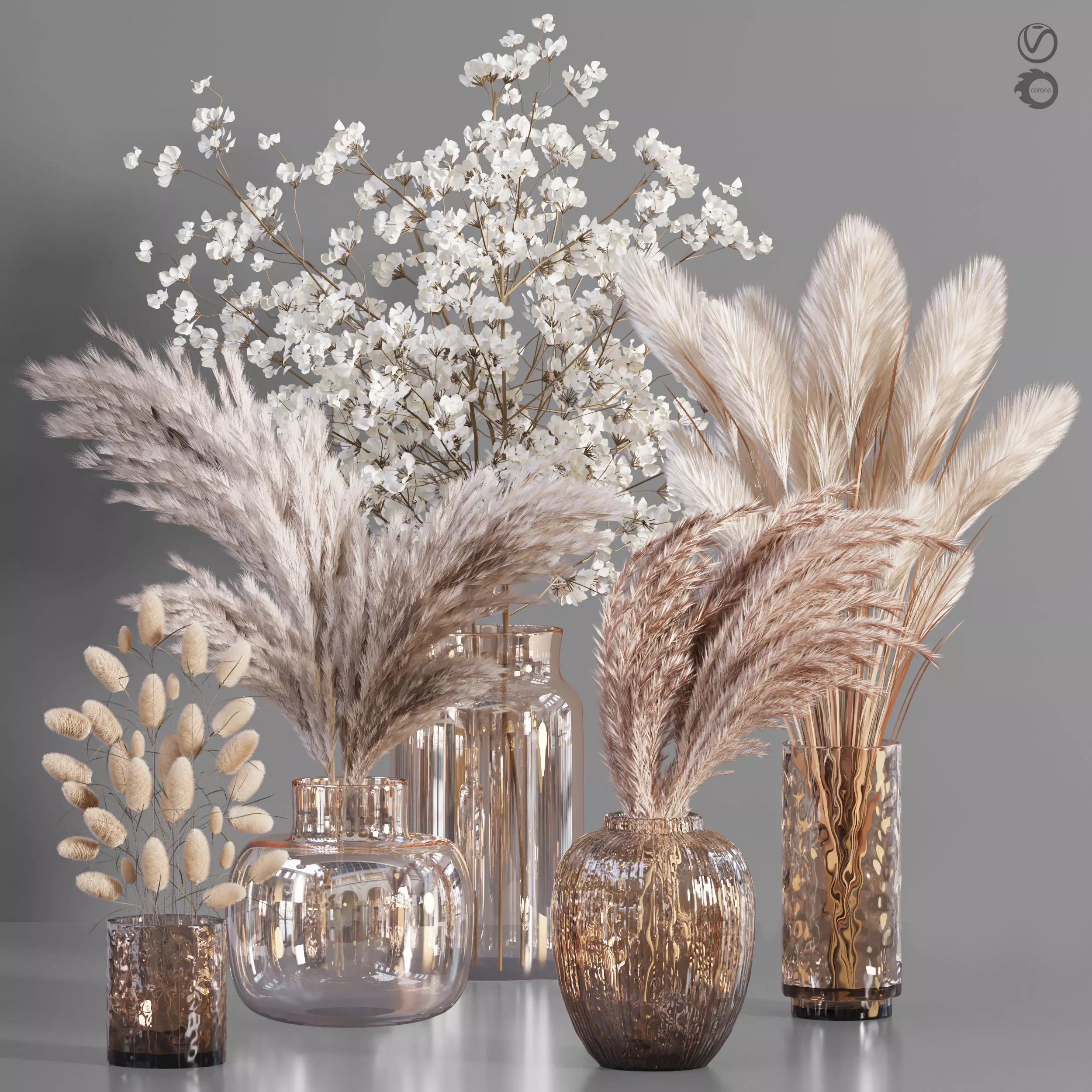 bouquet03-pampass vases with dried grasses 3D model_0