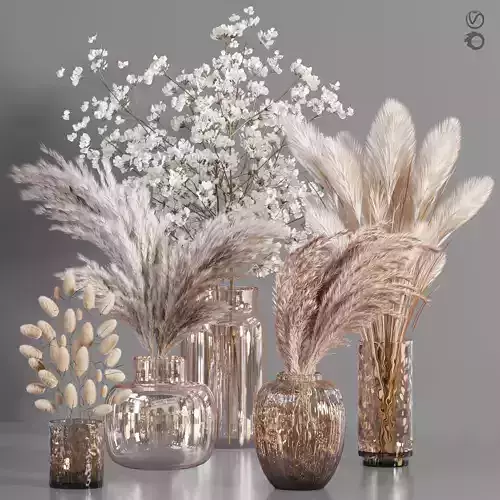 bouquet03-pampass vases with dried grasses 3D model