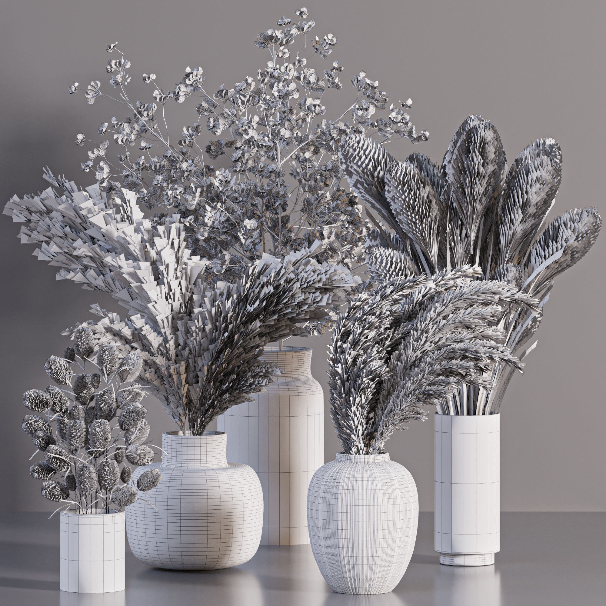 bouquet03-pampass vases with dried grasses 3D model_5