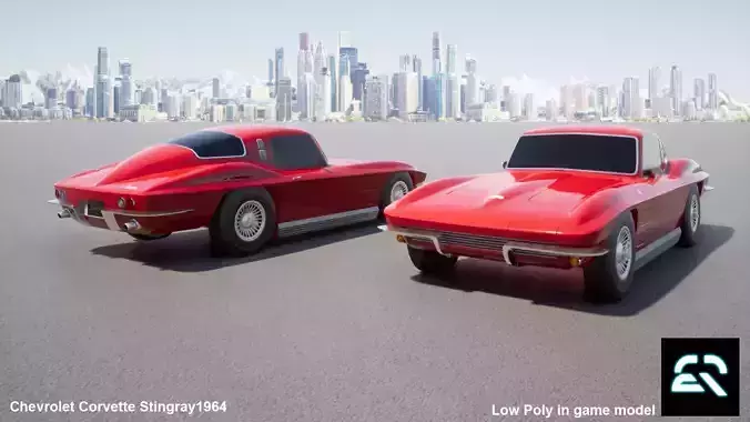 Chevrolet Corvette Stingray 1964 Low-poly 3D model
