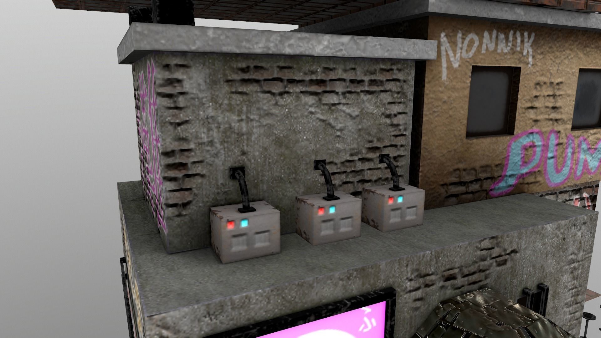 Cyberpunk City - Building 14  Low-poly 3D model_9