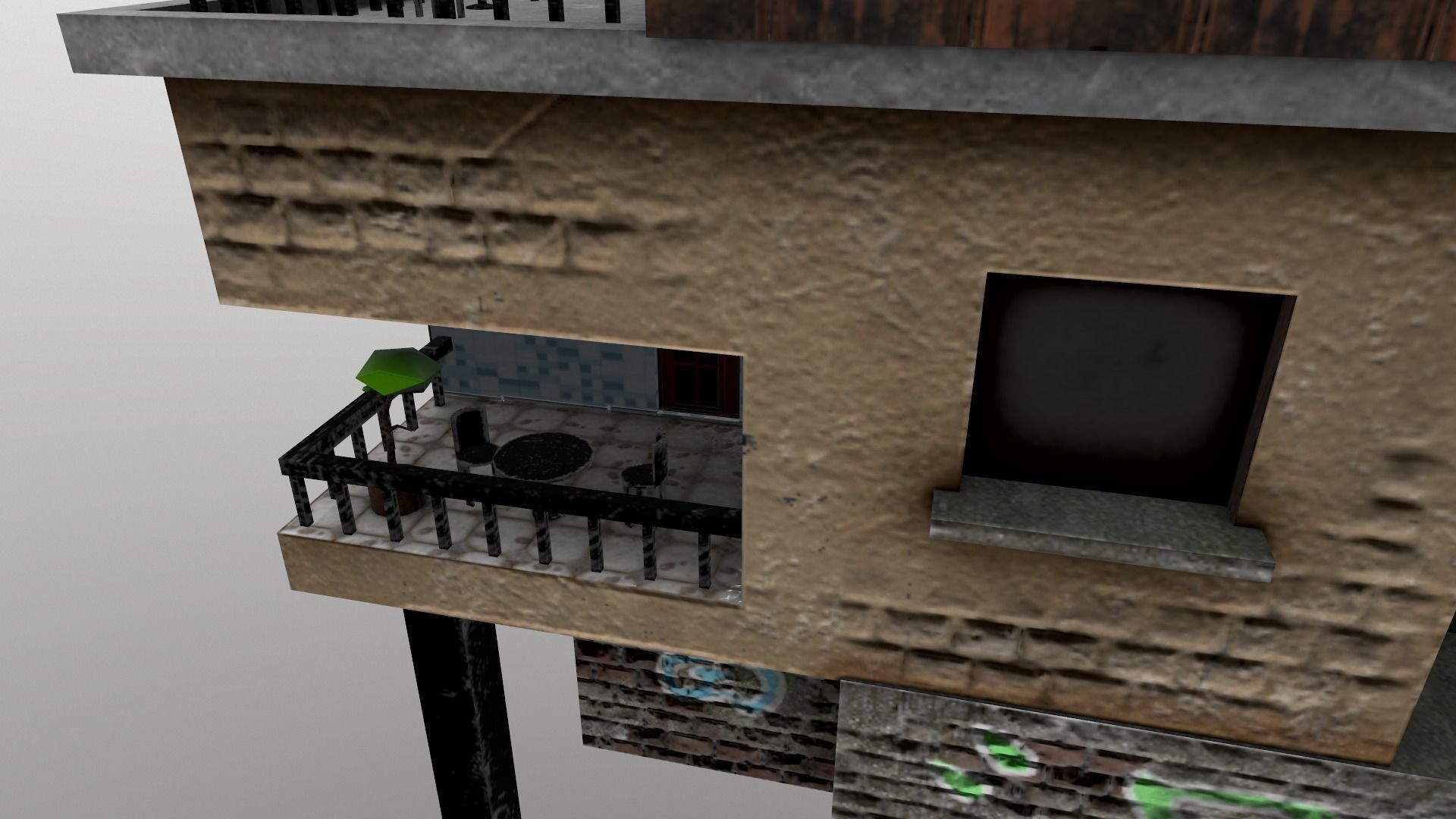 Cyberpunk City - Building 14  Low-poly 3D model_15