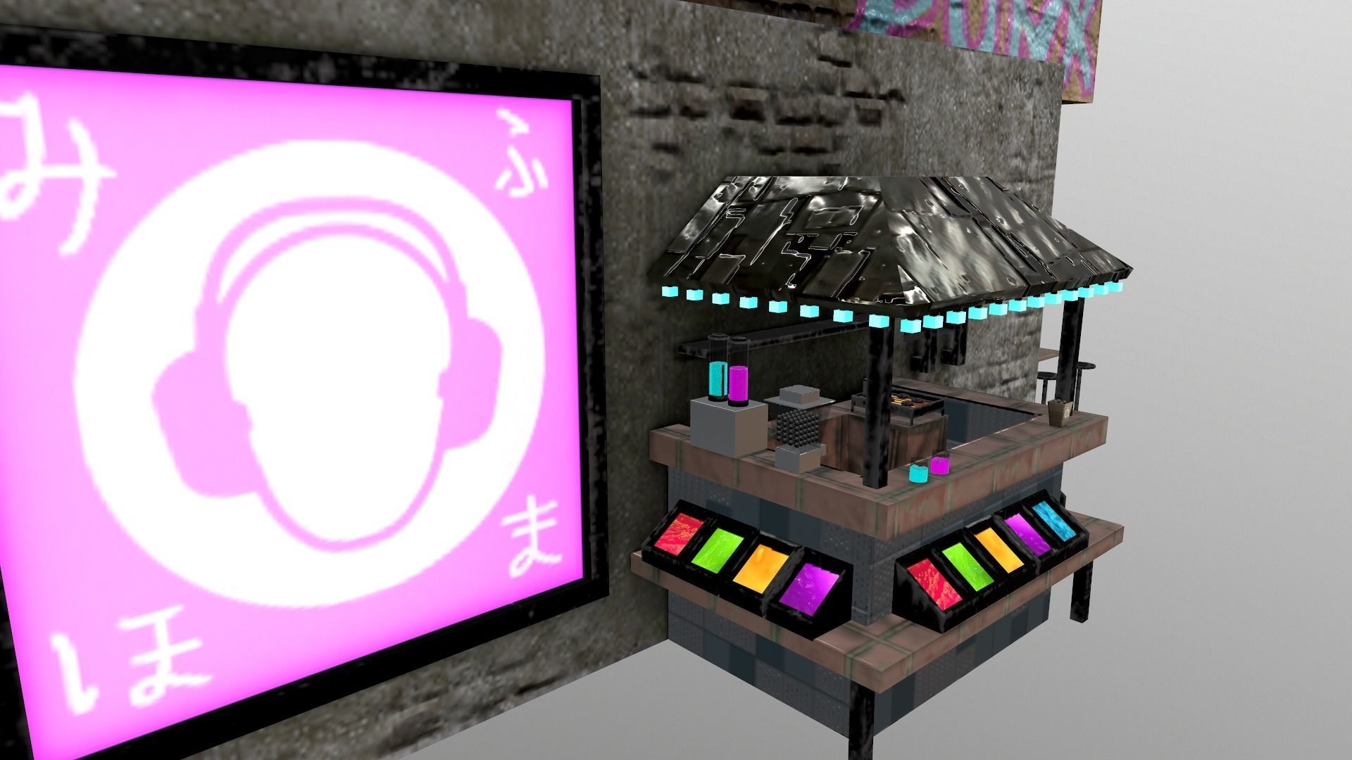 Cyberpunk City - Building 14  Low-poly 3D model_5