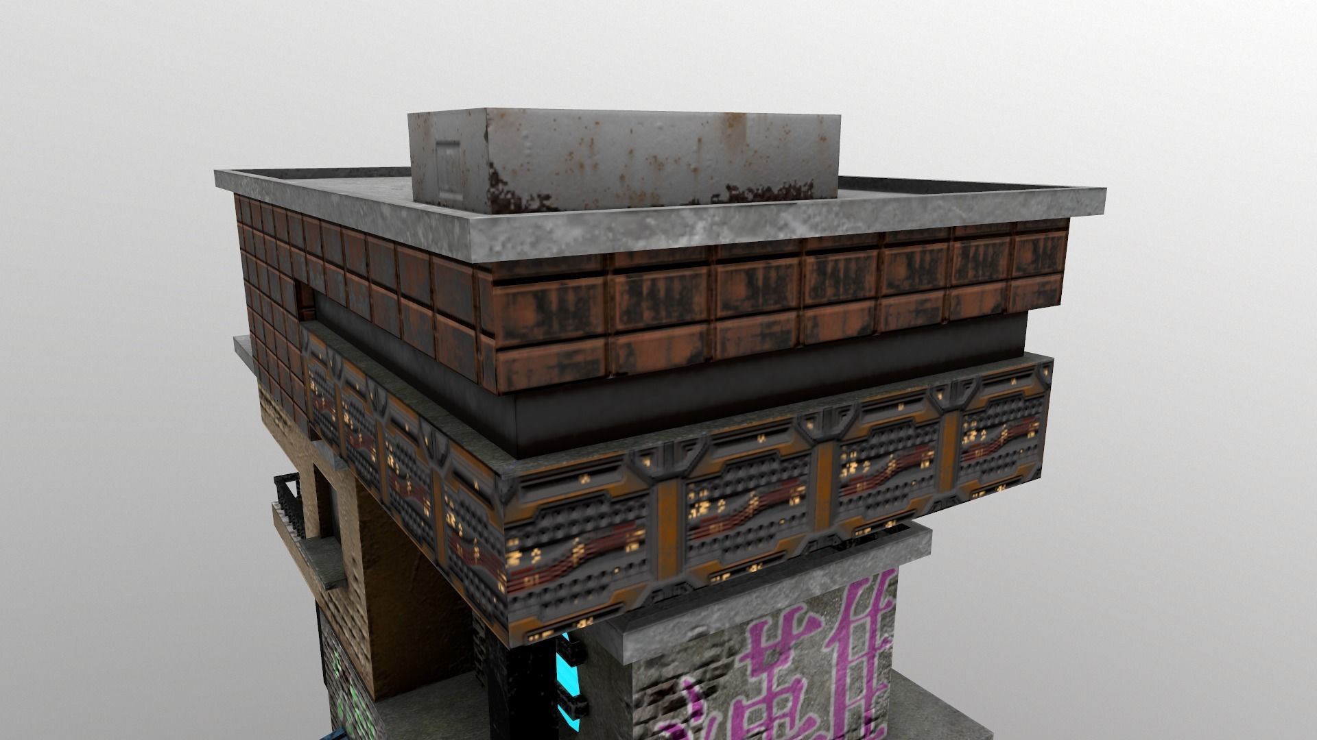 Cyberpunk City - Building 14  Low-poly 3D model_18