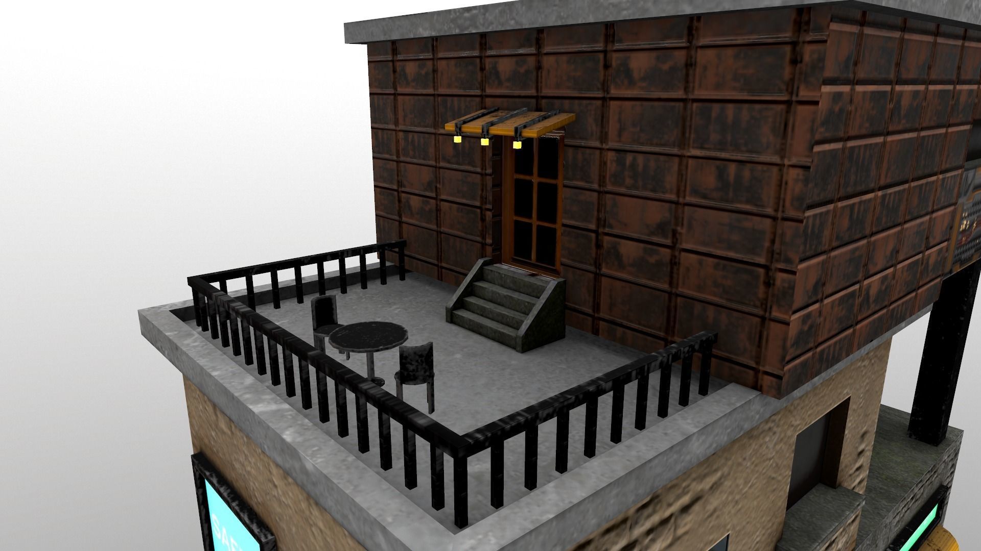 Cyberpunk City - Building 14  Low-poly 3D model_17