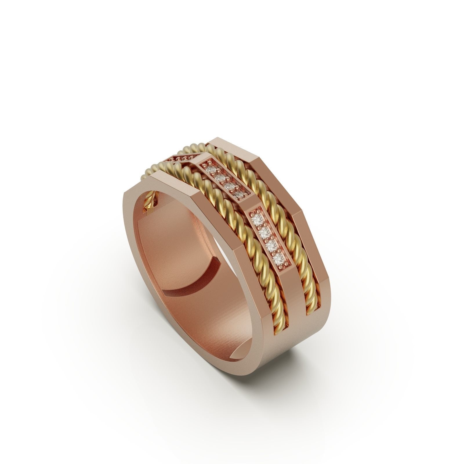 Wedding ring Linear 2 3D print model_3