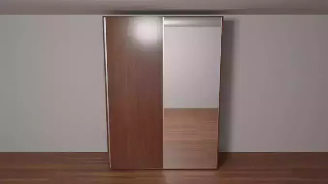 Wardrobe with shelves and mirror