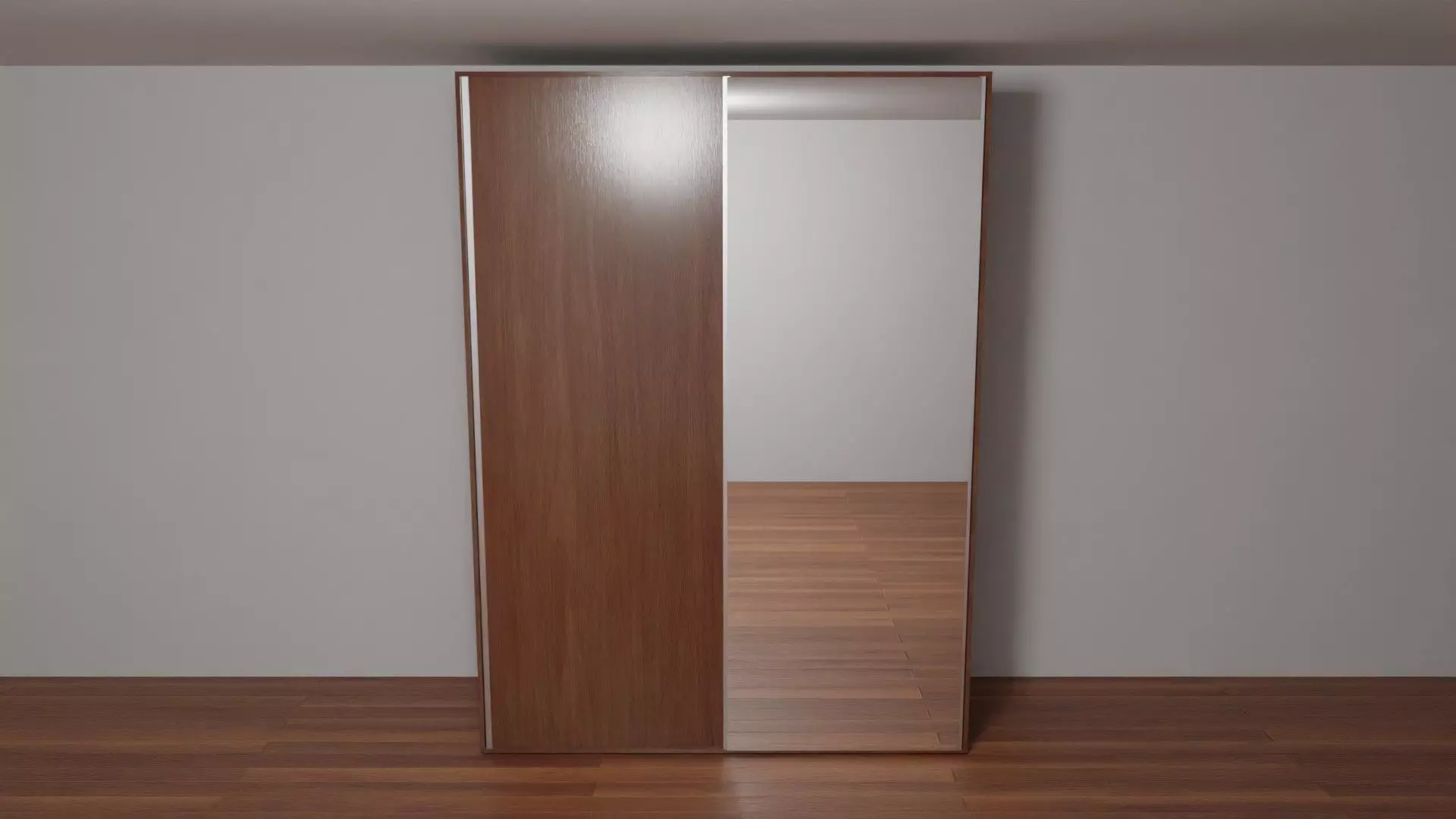 Wardrobe with shelves and mirror Low-poly 3D model_0