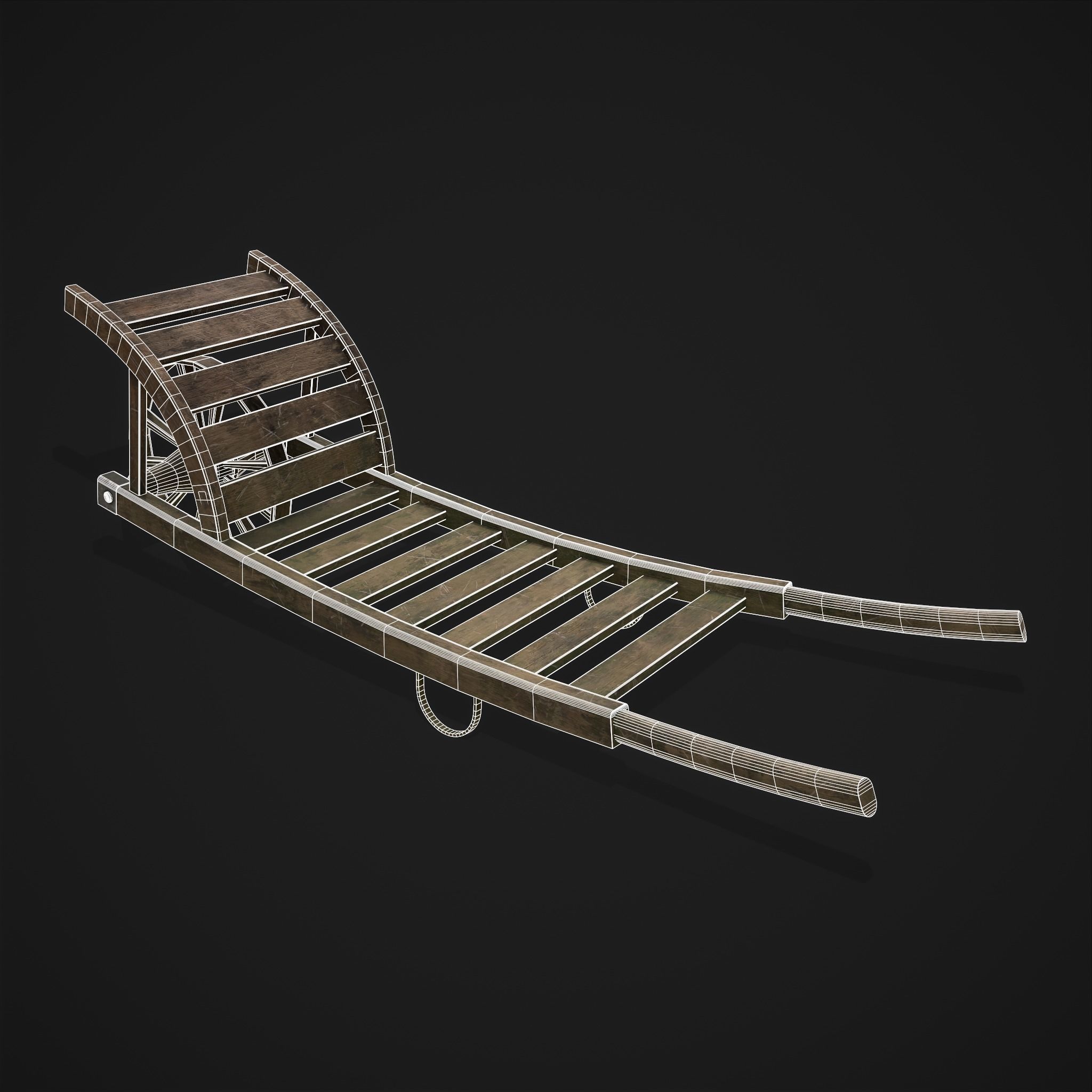 Wooden Wheelbarrow  Low-poly 3D model_8