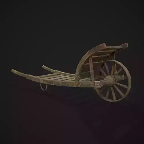 Wooden Wheelbarrow  Low-poly 3D model