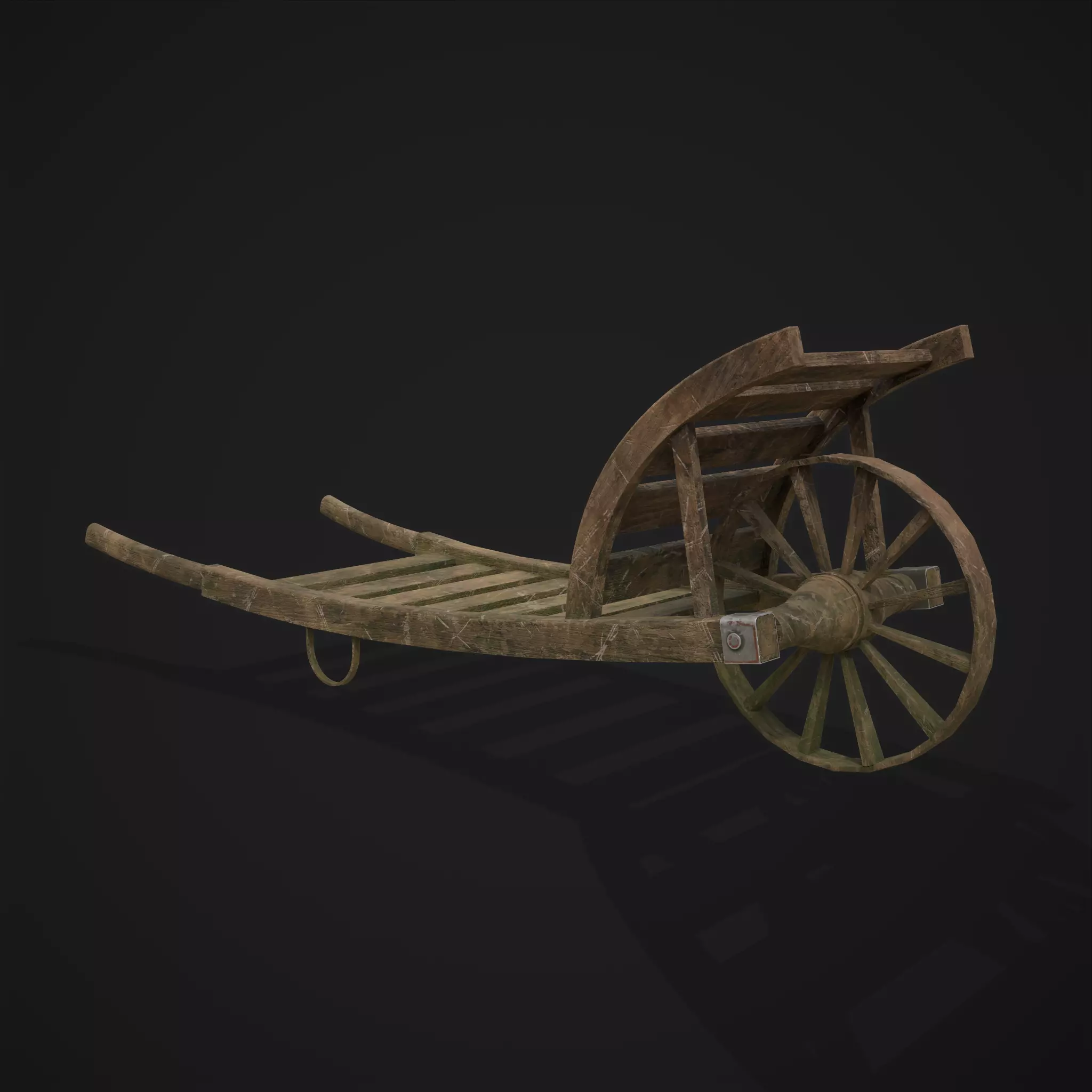 Wooden Wheelbarrow  Low-poly 3D model_0