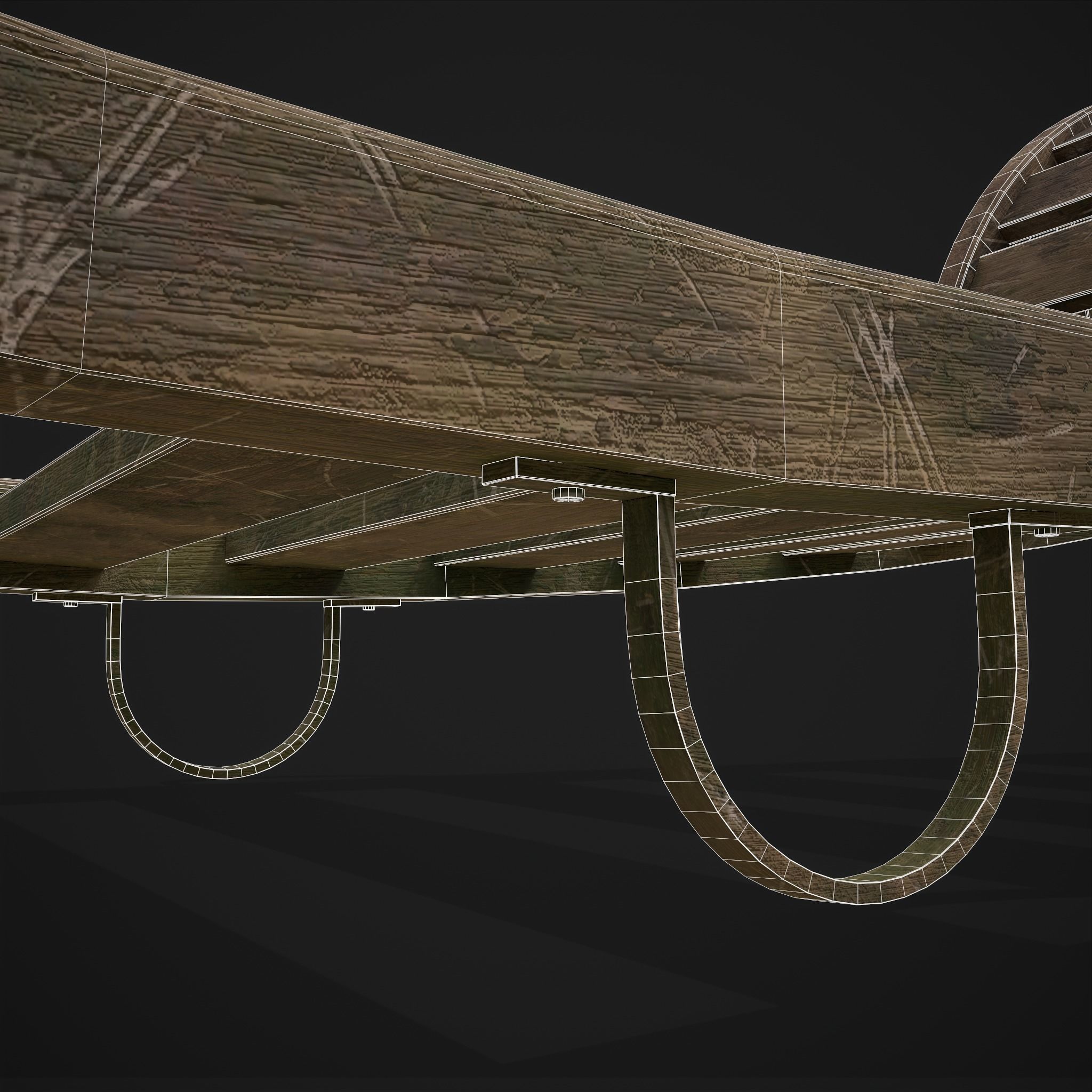 Wooden Wheelbarrow  Low-poly 3D model_16