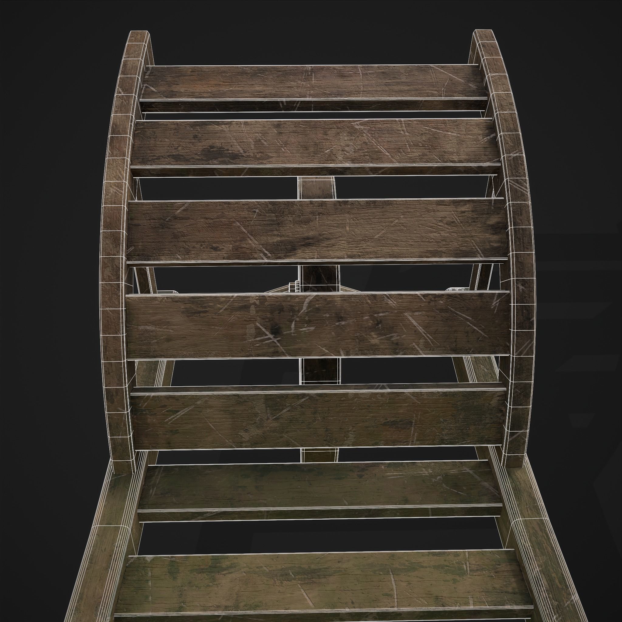 Wooden Wheelbarrow  Low-poly 3D model_10