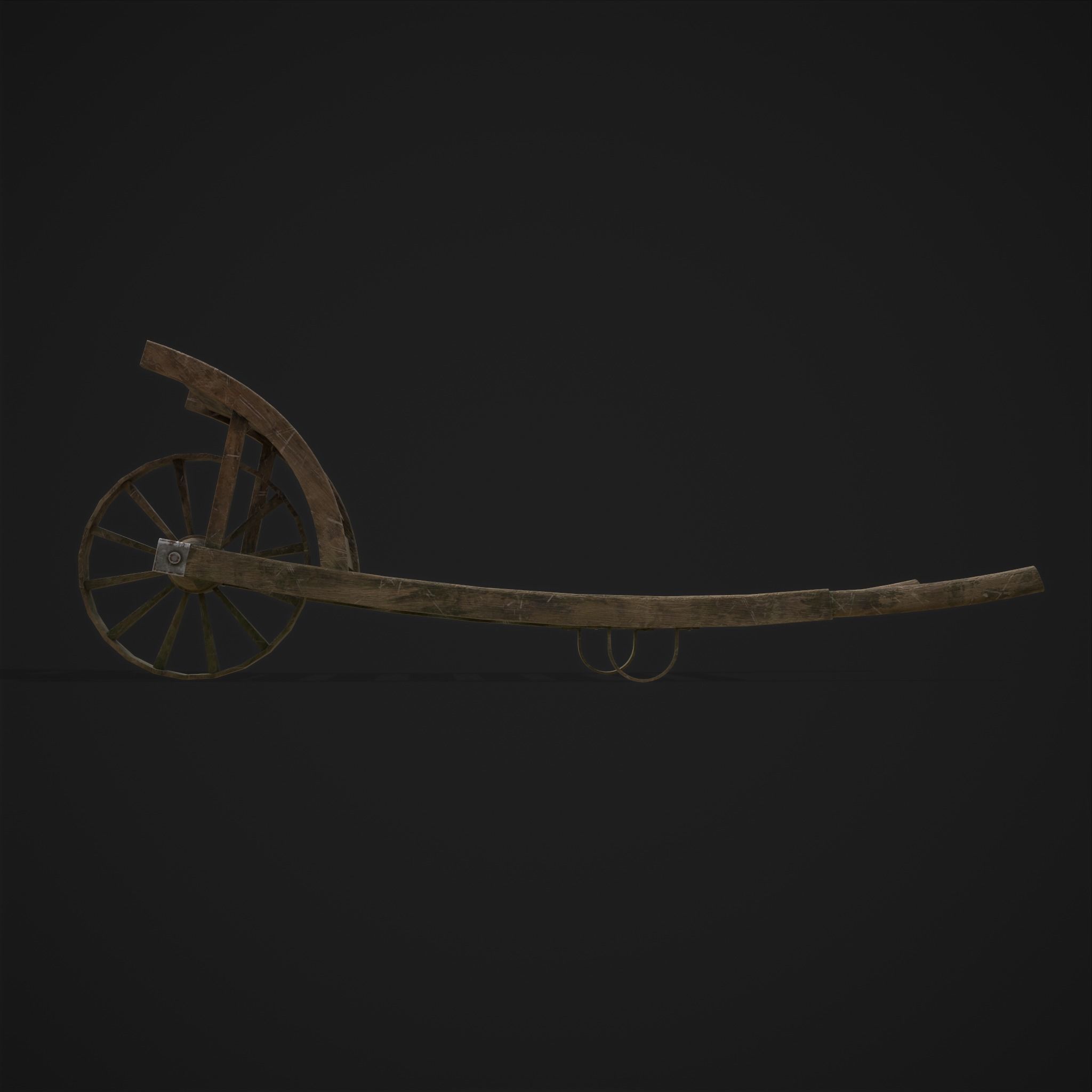 Wooden Wheelbarrow  Low-poly 3D model_12