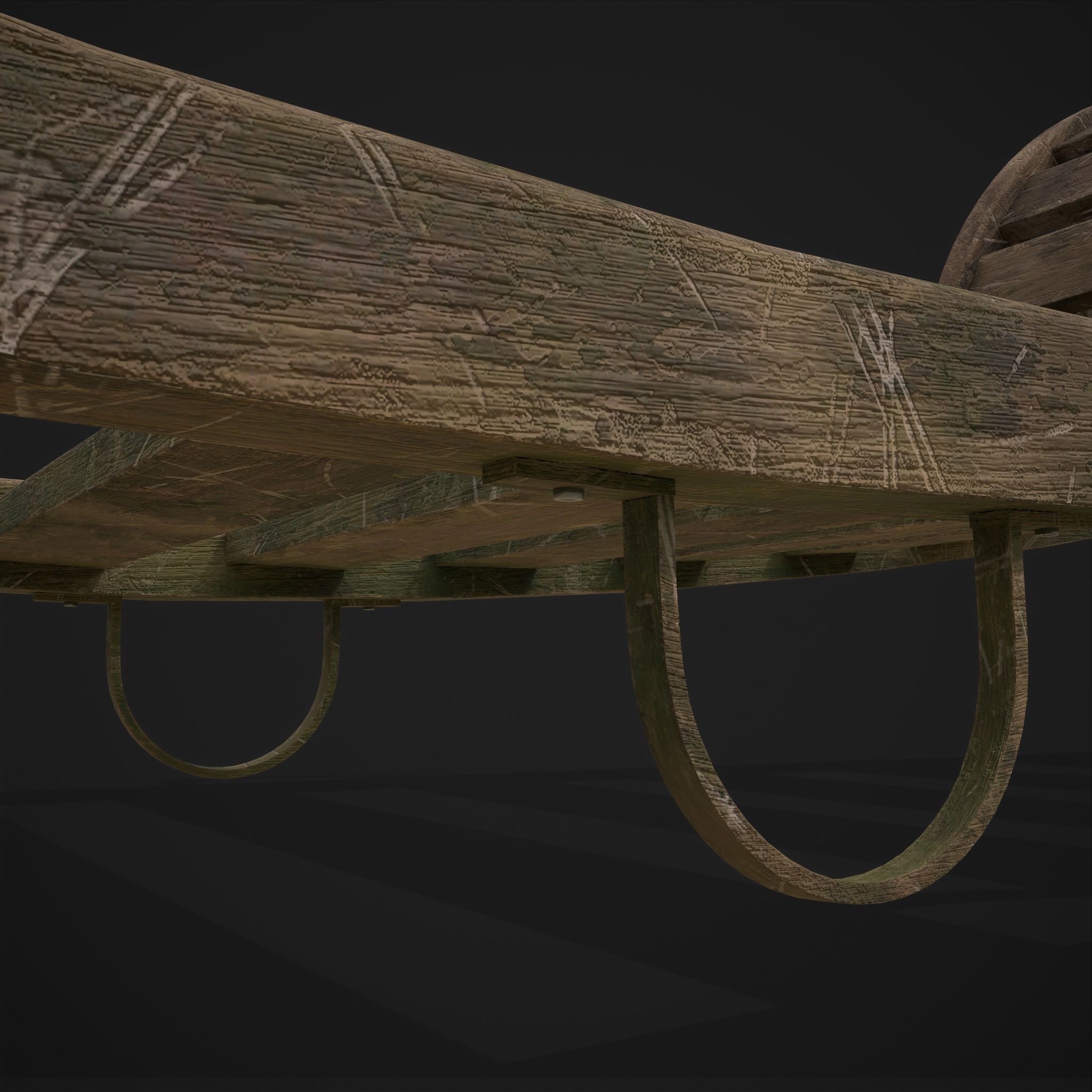 Wooden Wheelbarrow  Low-poly 3D model_19