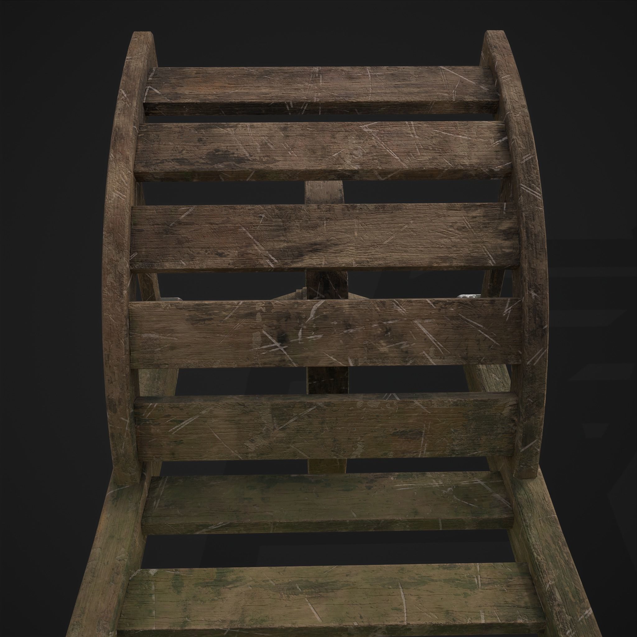 Wooden Wheelbarrow  Low-poly 3D model_9