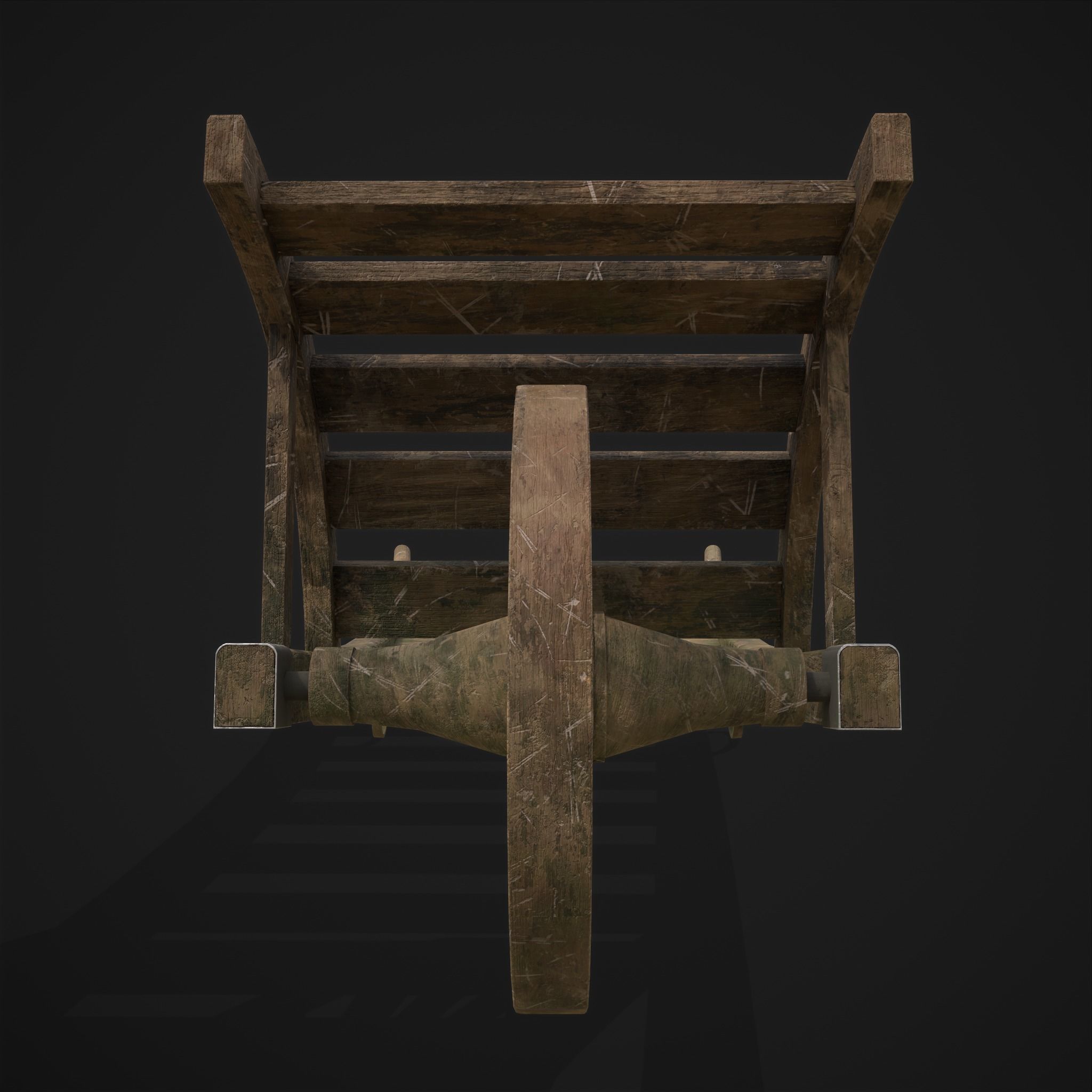Wooden Wheelbarrow  Low-poly 3D model_3
