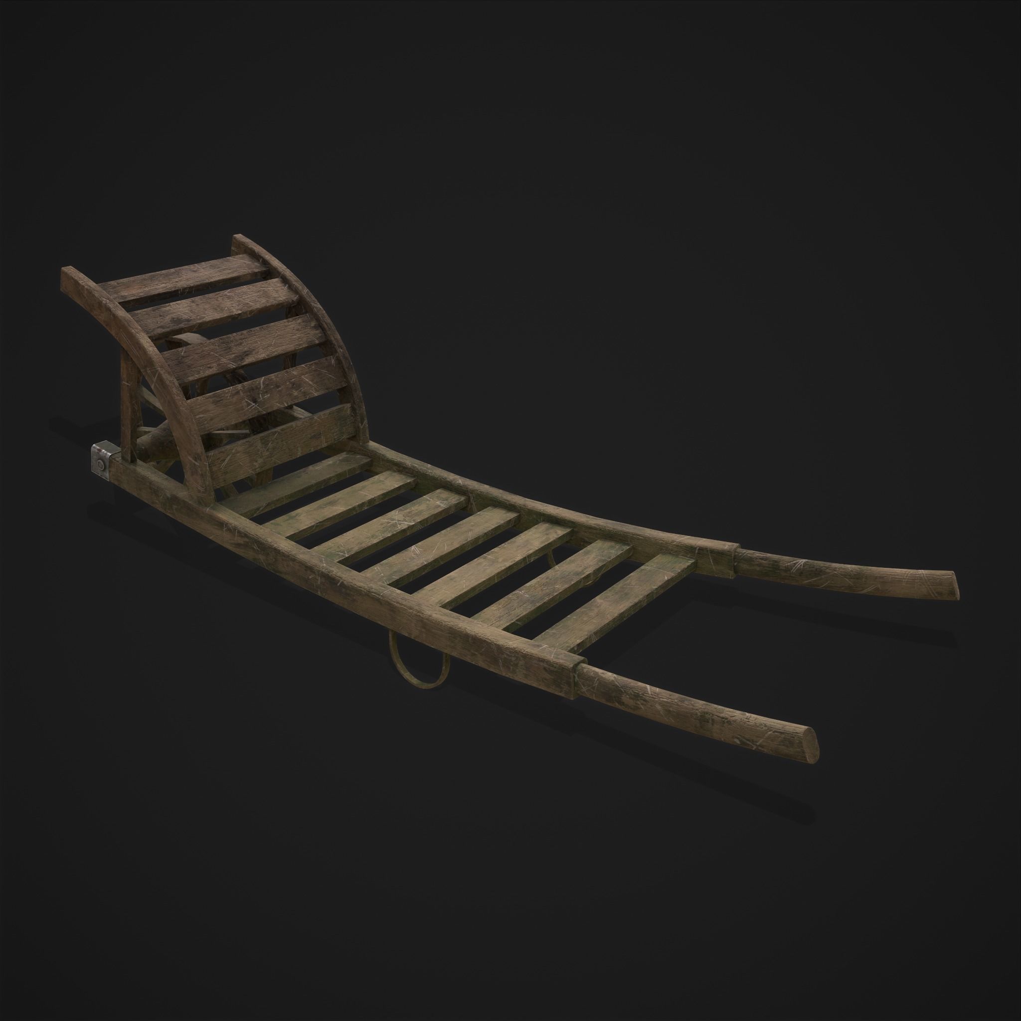 Wooden Wheelbarrow  Low-poly 3D model_7