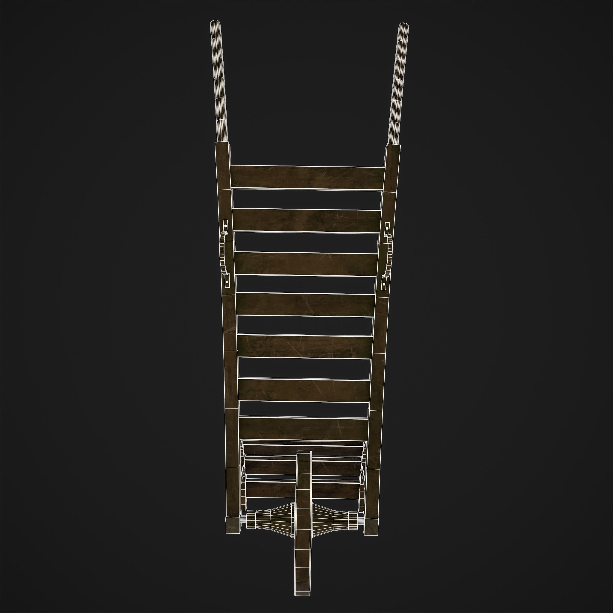 Wooden Wheelbarrow  Low-poly 3D model_11