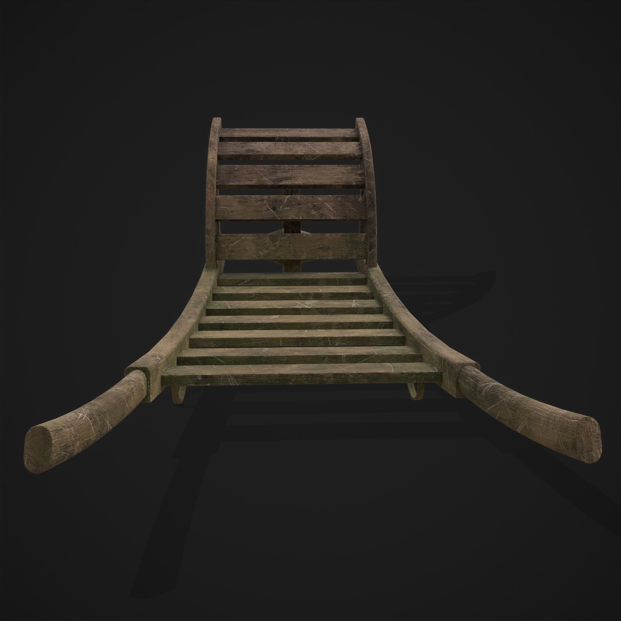 Wooden Wheelbarrow  Low-poly 3D model_5