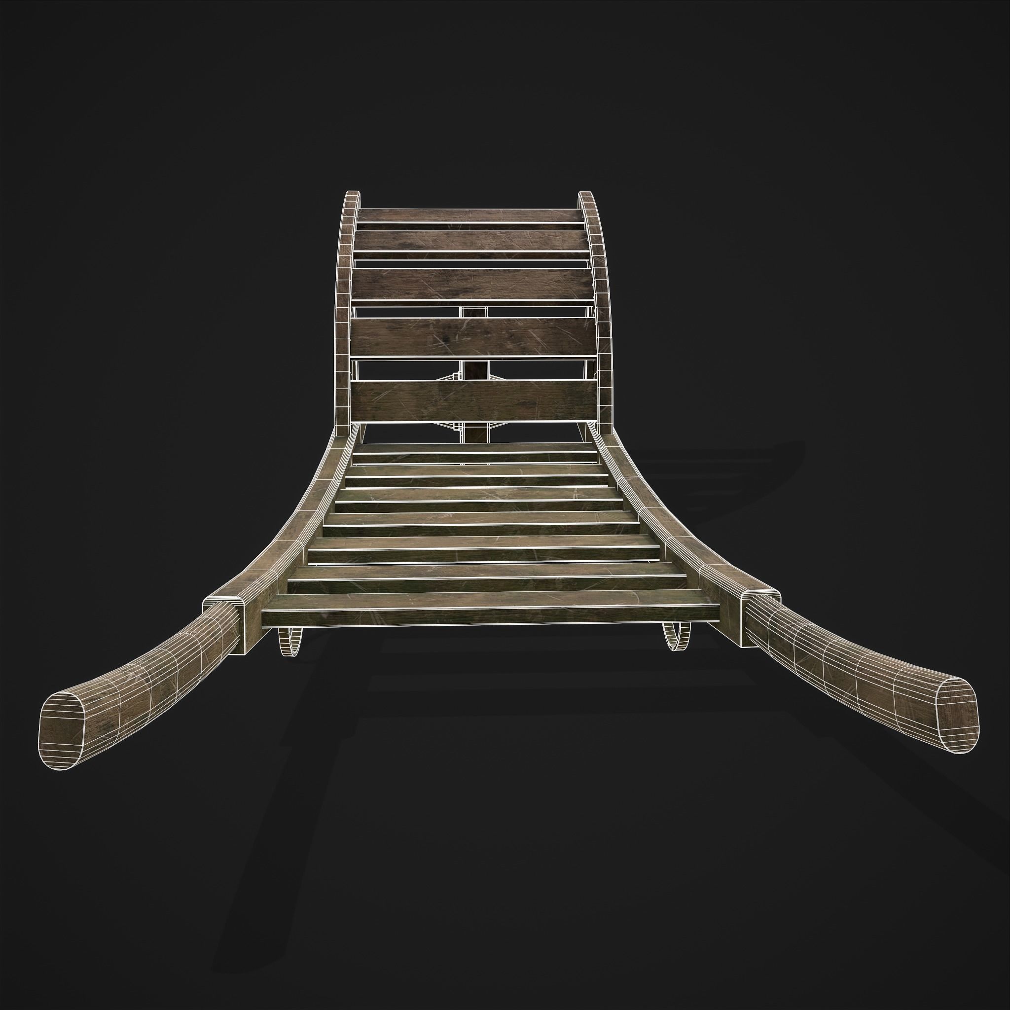 Wooden Wheelbarrow  Low-poly 3D model_6