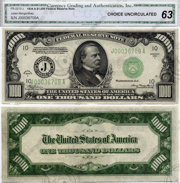 US Paper Money Collection 21 Items 3D model_22