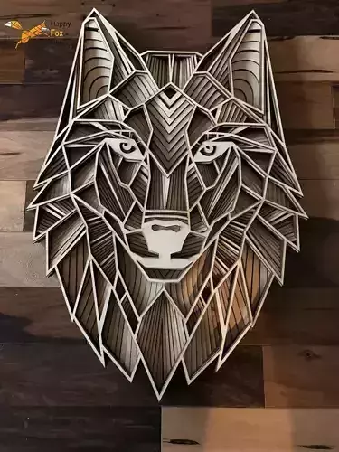 wolf multilayer art work 3D print model