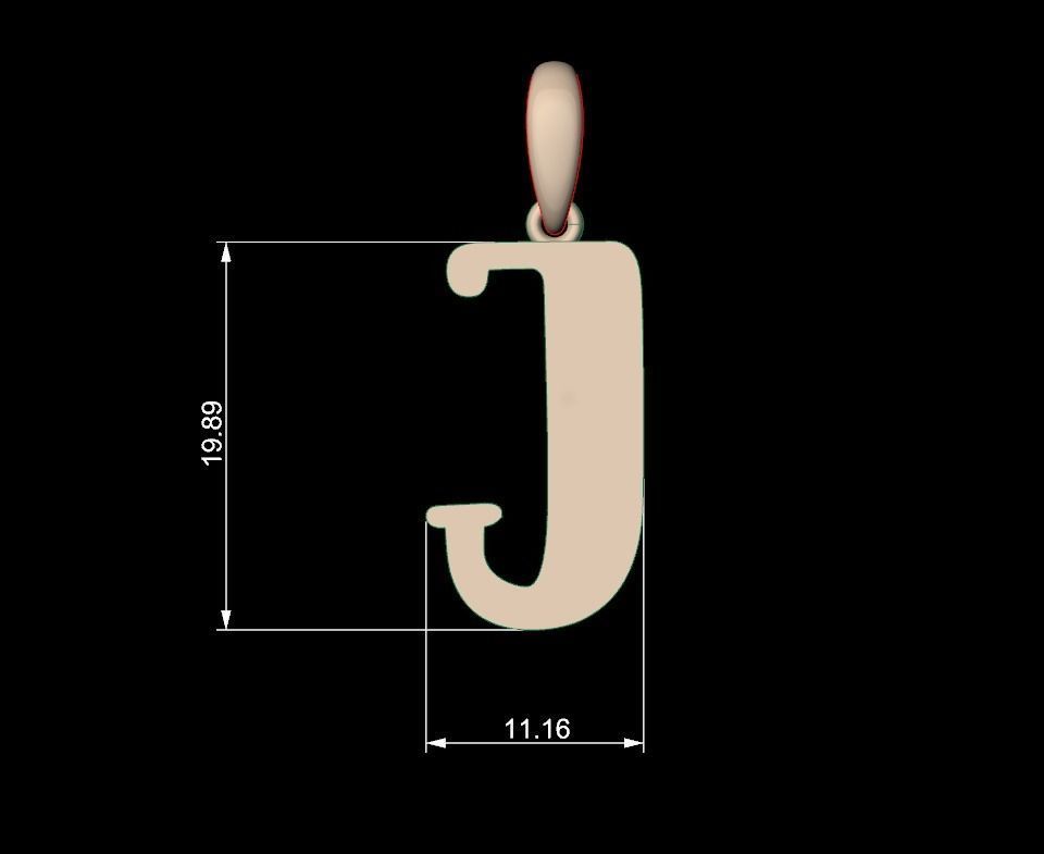 Initial Letters Pendant Funny Gang J 3D print model_4