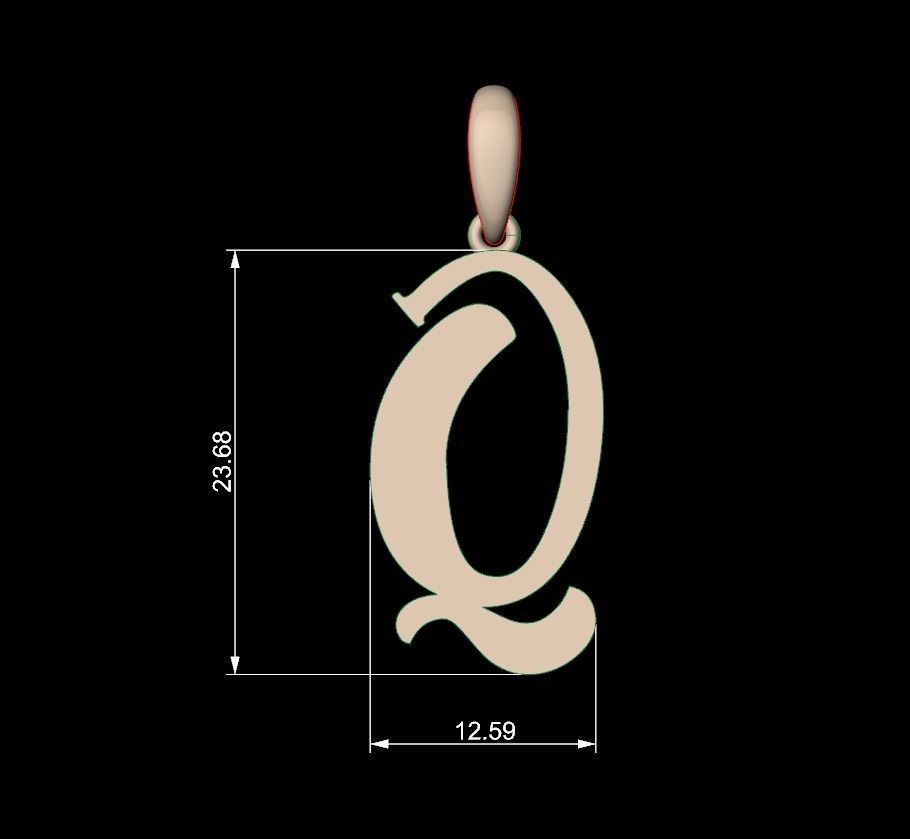 Initial Letters Pendant Funny Gang Q 3D print model_4