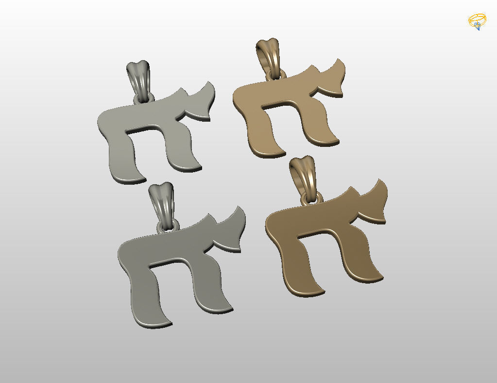 Hebrew Chai Pendant 3D print model_26