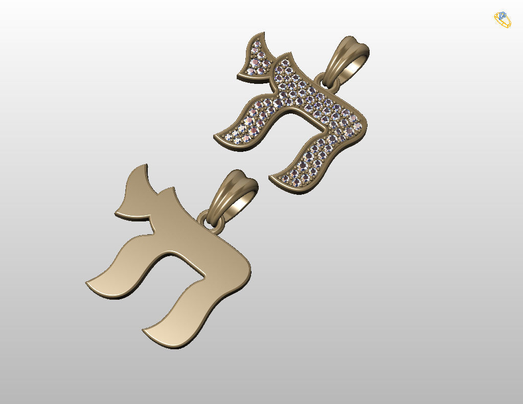 Hebrew Chai Pendant 3D print model_35